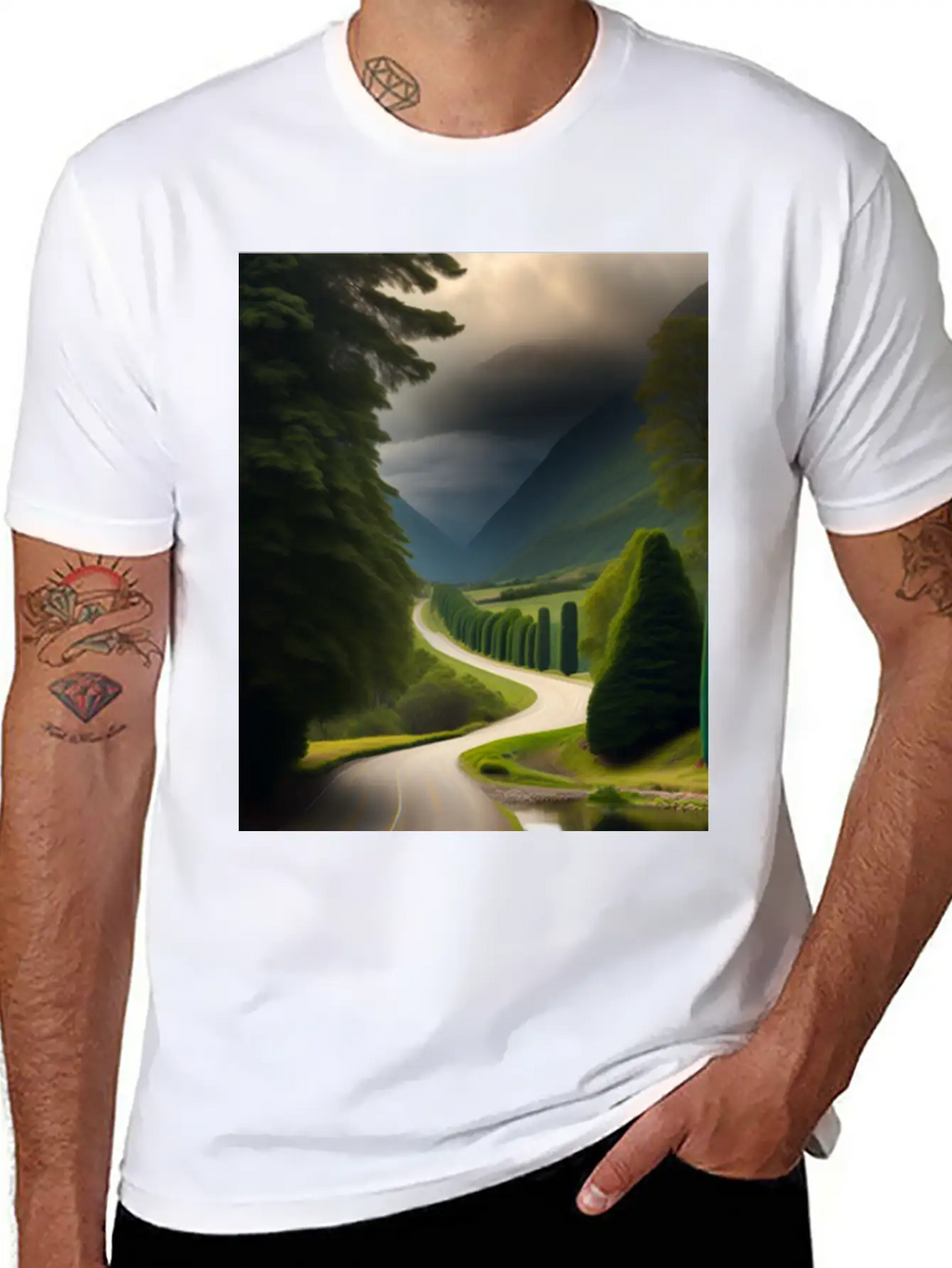 A Meandering Pathway With A Tunnel Of Trees Arched Breathable Soft Cotton T-Shirt – Timeless Casual Look