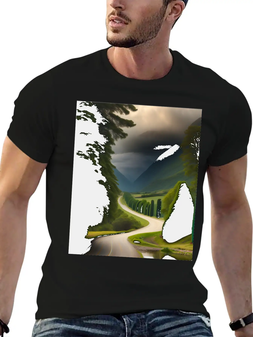 A Meandering Pathway With A Tunnel Of Trees Arched Breathable Soft Cotton T-Shirt – Timeless Casual Look