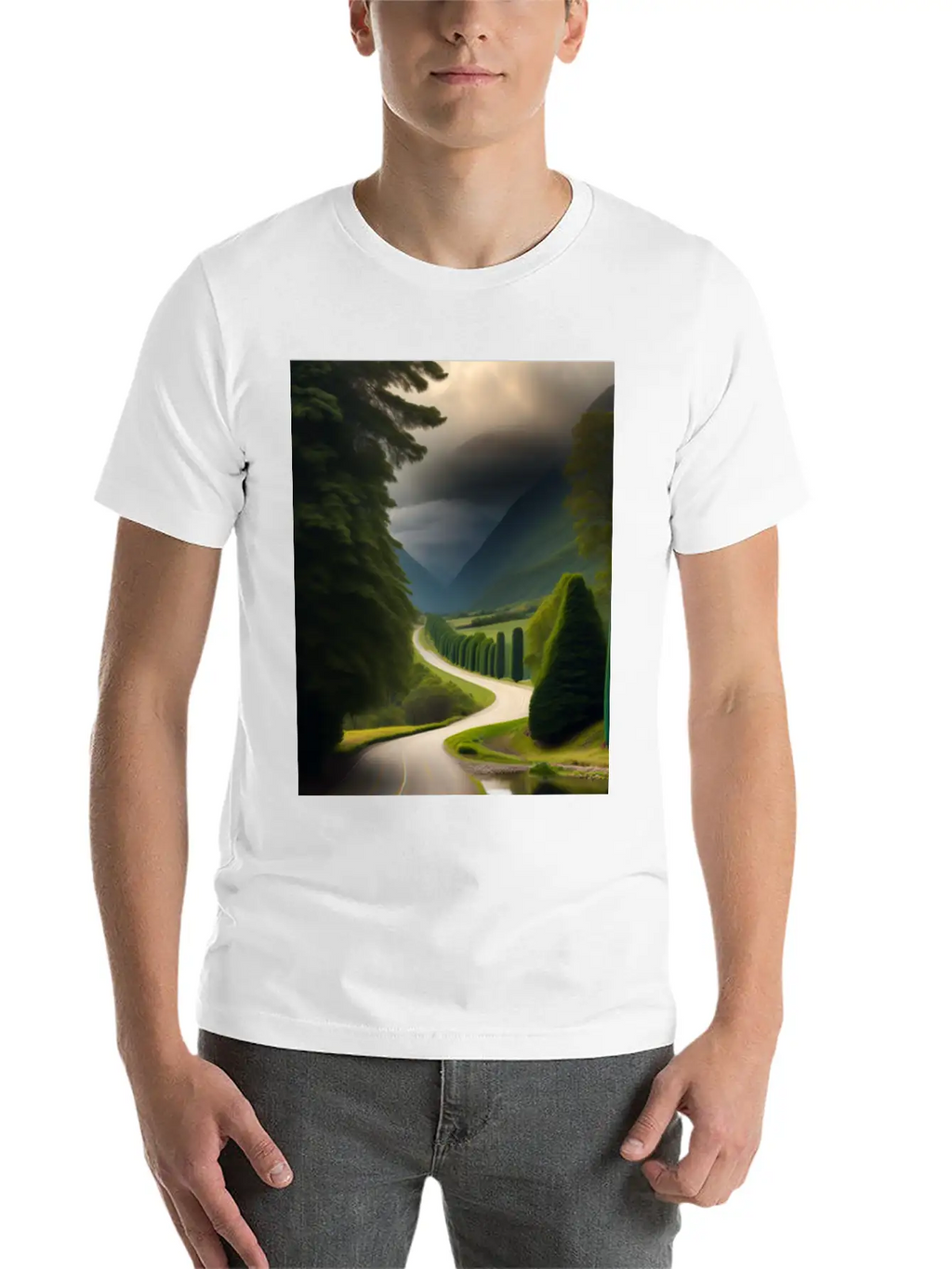 A Meandering Pathway With A Tunnel Of Trees Arched Breathable Soft Cotton T-Shirt – Timeless Casual Look