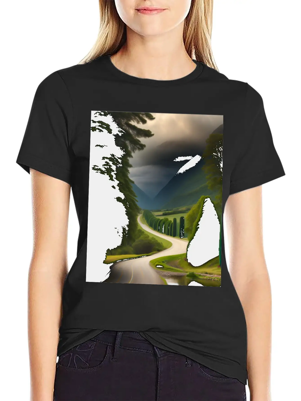 A Meandering Pathway With A Tunnel Of Trees Arched Breathable Soft Cotton T-Shirt – Timeless Casual Look