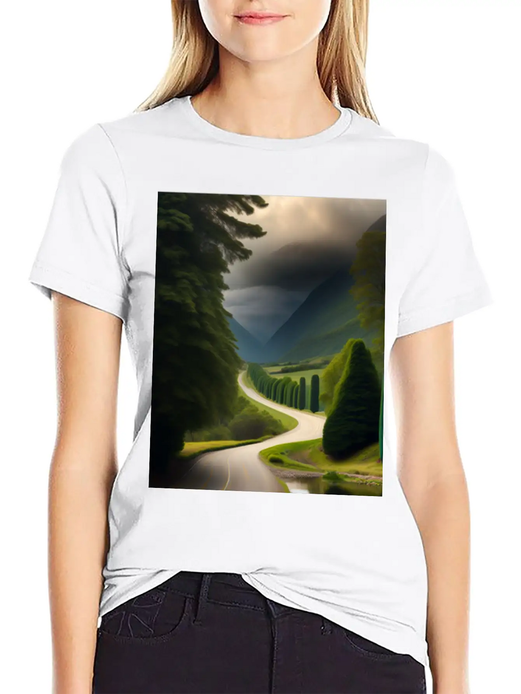 A Meandering Pathway With A Tunnel Of Trees Arched Breathable Soft Cotton T-Shirt – Timeless Casual Look