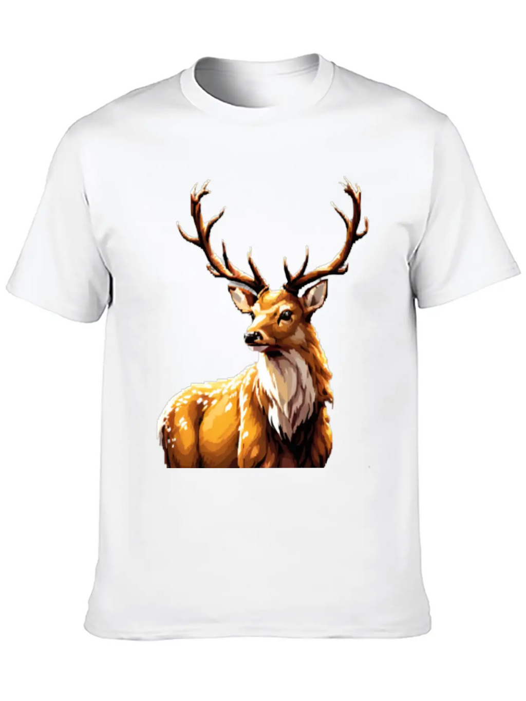A Pixel Art Of A Stag Unisex Short Sleeve Soft Cotton T-Shirt – Casual Everyday Wear