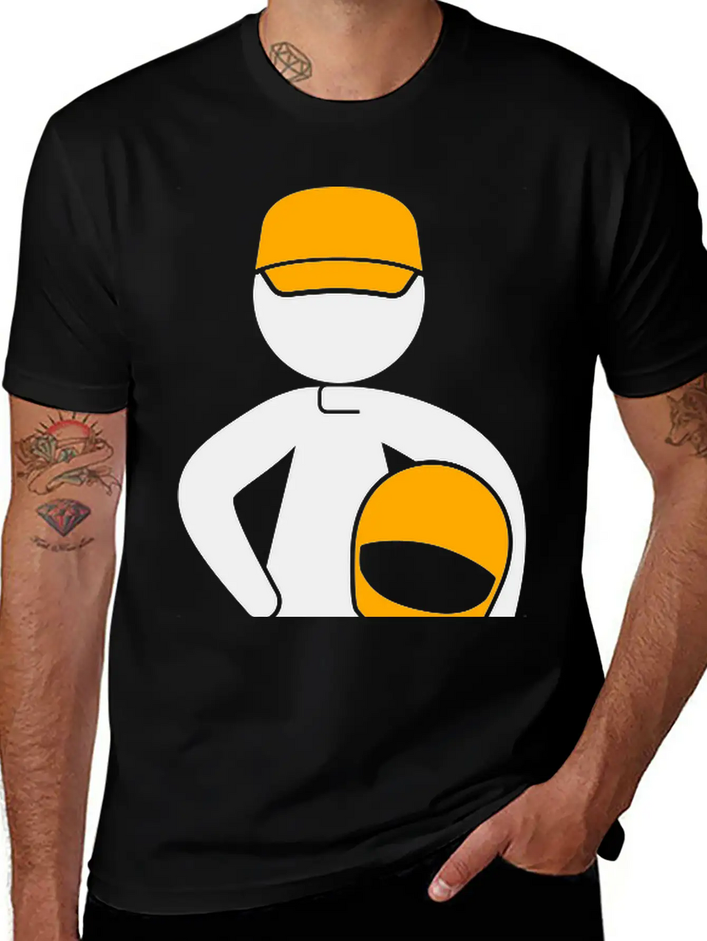 A Racer With Helmet Casual Graphic T-Shirt – Simple And Comfortable Daily Wear