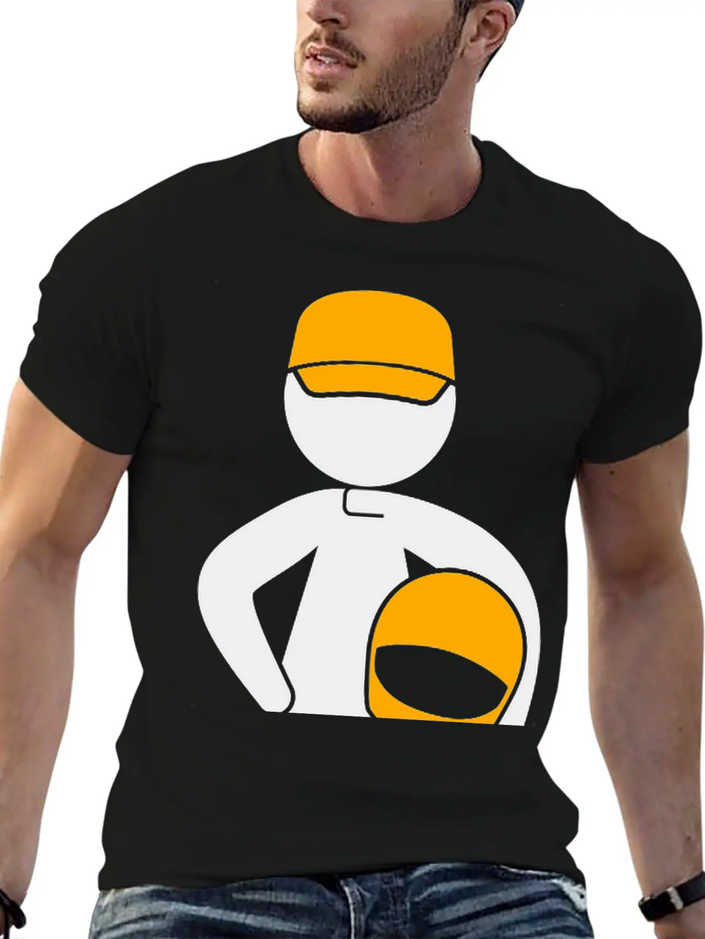 A Racer With Helmet Casual Graphic T-Shirt – Simple And Comfortable Daily Wear