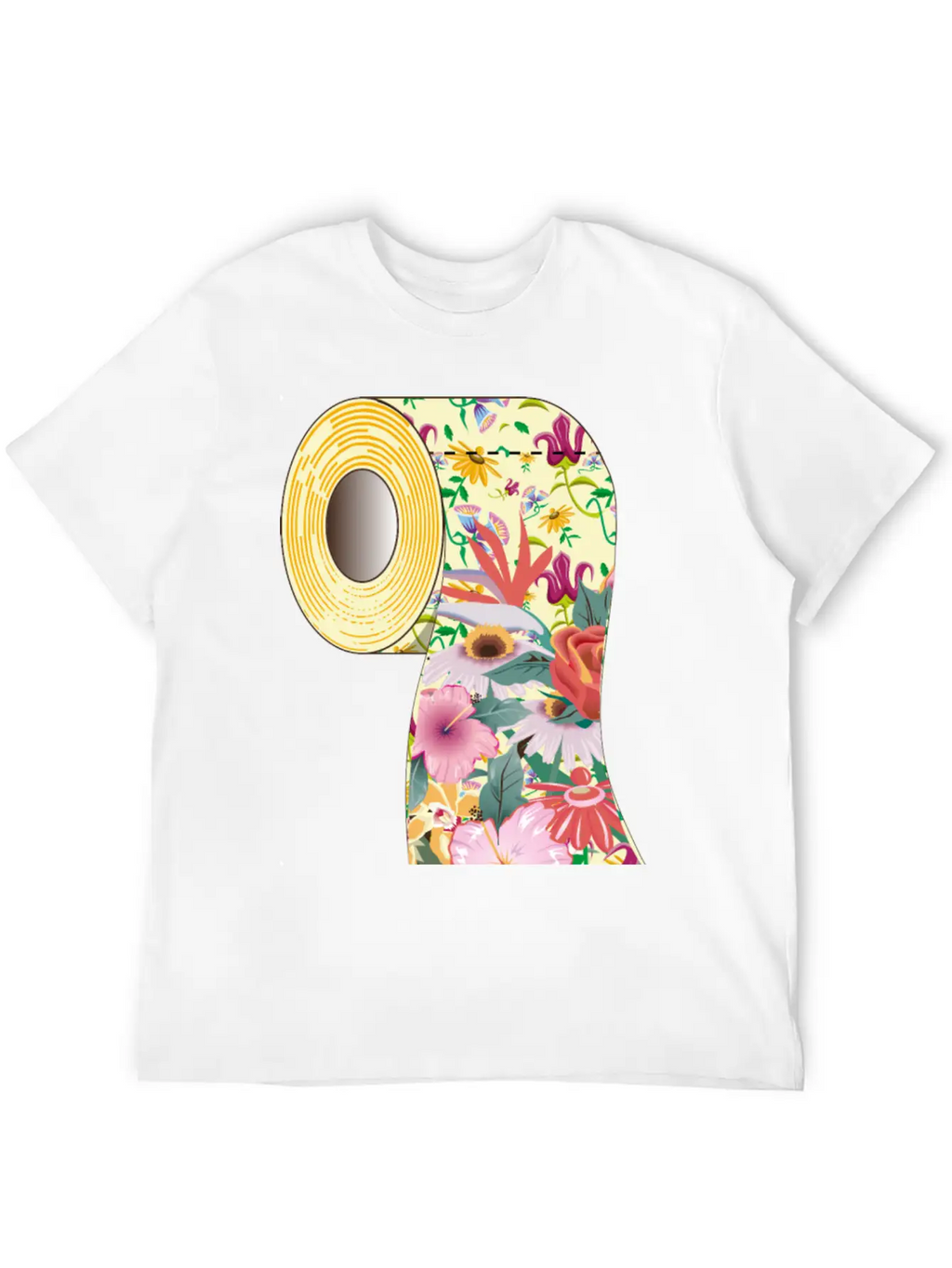 A Roll Of Toilet Paper With Flowers Unisex Short Sleeve Soft Cotton T-Shirt – Casual Everyday Wear