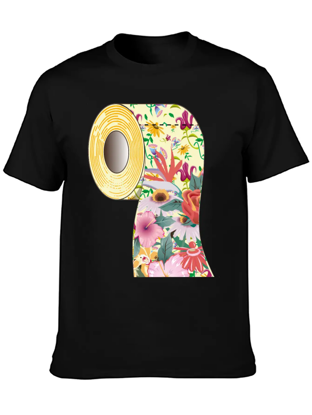 A Roll Of Toilet Paper With Flowers Unisex Short Sleeve Soft Cotton T-Shirt – Casual Everyday Wear