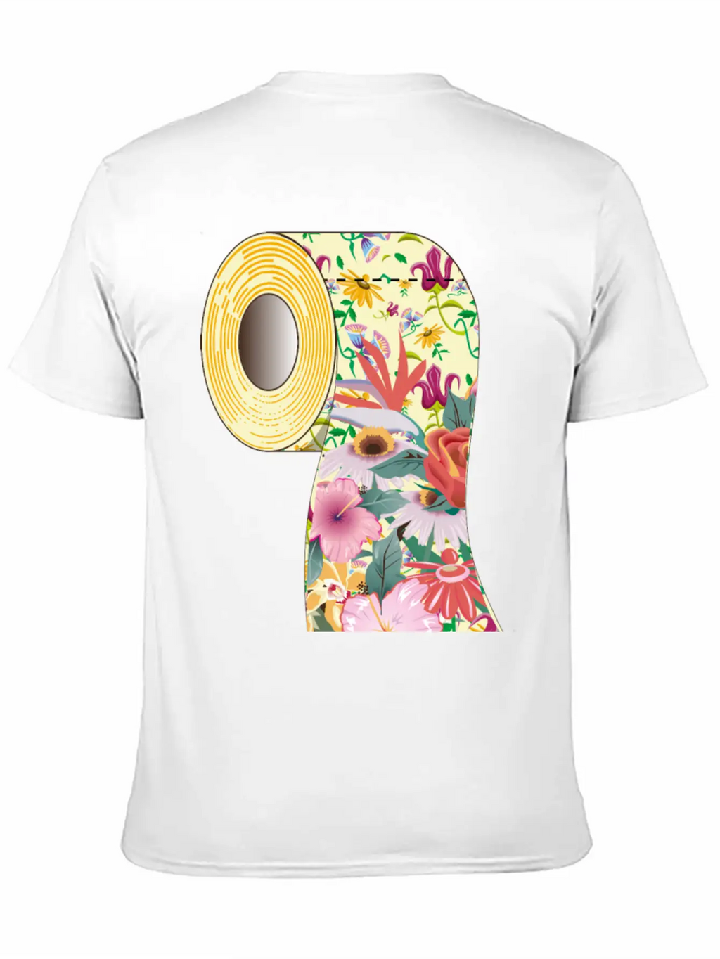 A Roll Of Toilet Paper With Flowers Unisex Short Sleeve Soft Cotton T-Shirt – Casual Everyday Wear