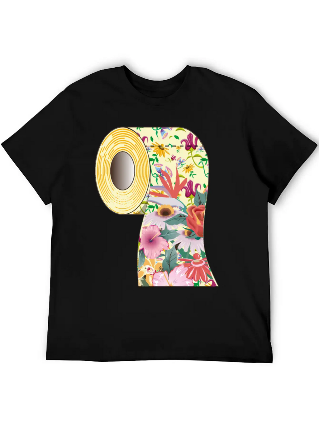 A Roll Of Toilet Paper With Flowers Unisex Short Sleeve Soft Cotton T-Shirt – Casual Everyday Wear