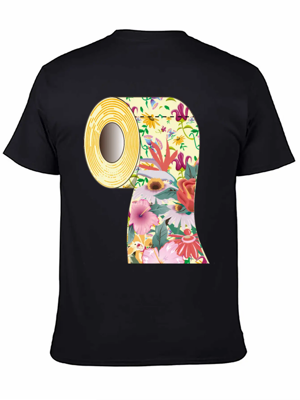 A Roll Of Toilet Paper With Flowers Unisex Short Sleeve Soft Cotton T-Shirt – Casual Everyday Wear