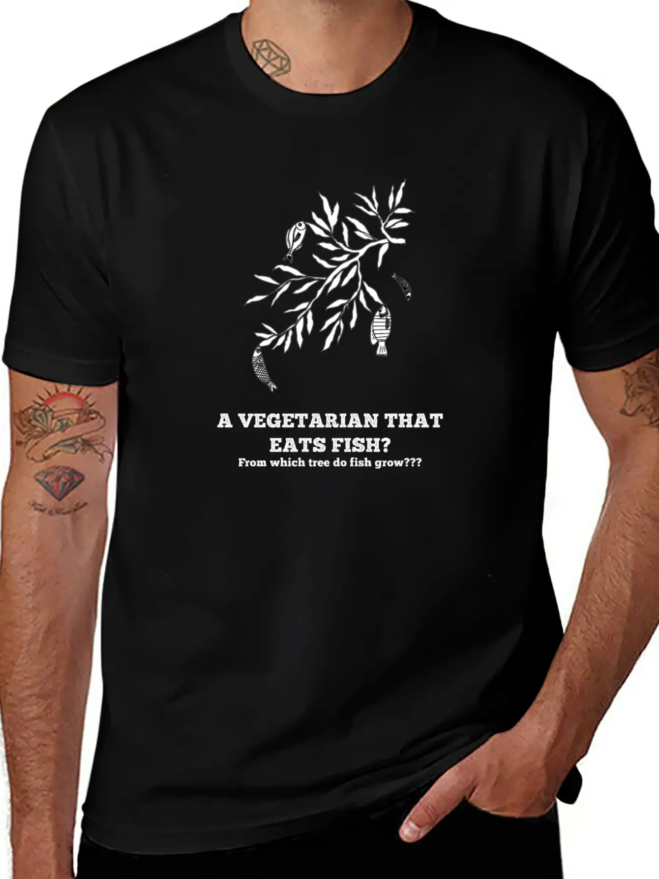A Vegetarian That Eats Fish? Breathable Soft Cotton T-Shirt – Timeless Casual Look