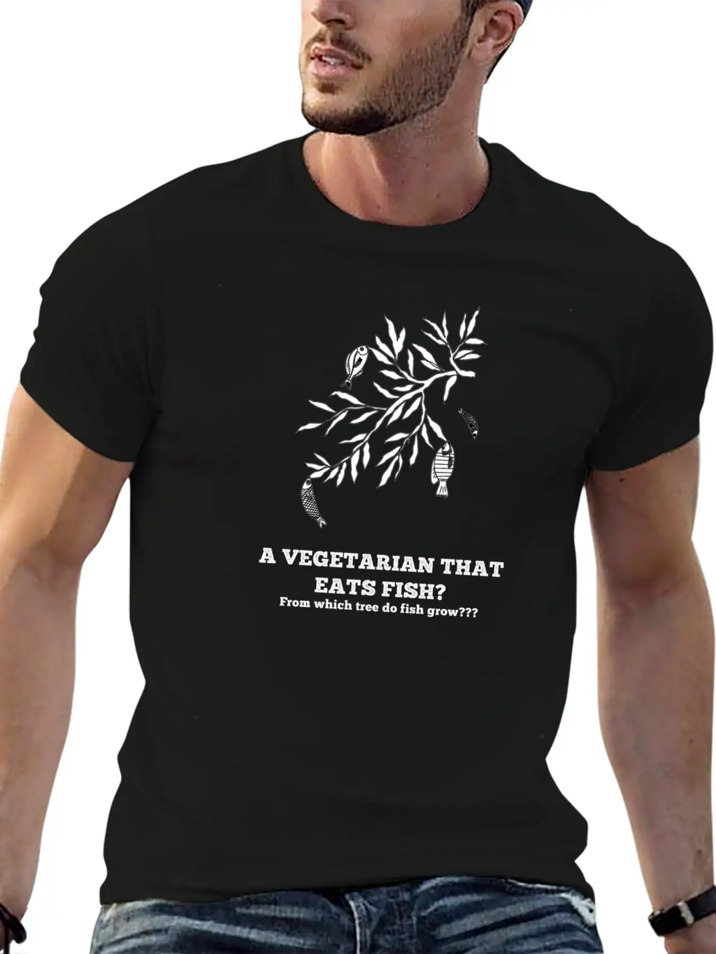 A Vegetarian That Eats Fish? Breathable Soft Cotton T-Shirt – Timeless Casual Look