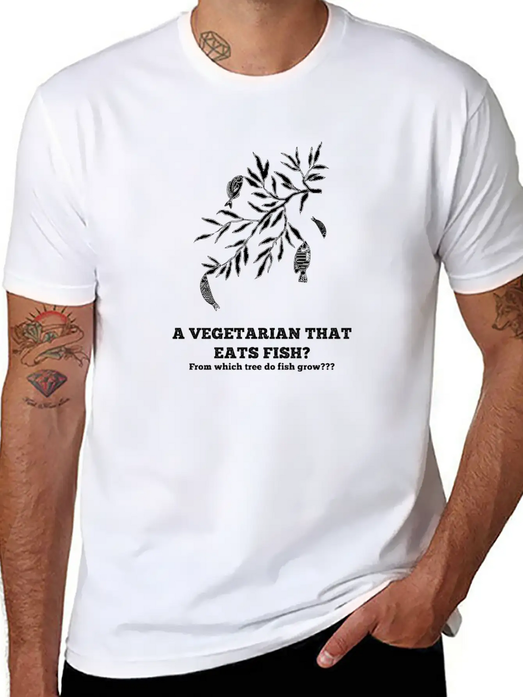 A Vegetarian That Eats Fish? Breathable Soft Cotton T-Shirt – Timeless Casual Look