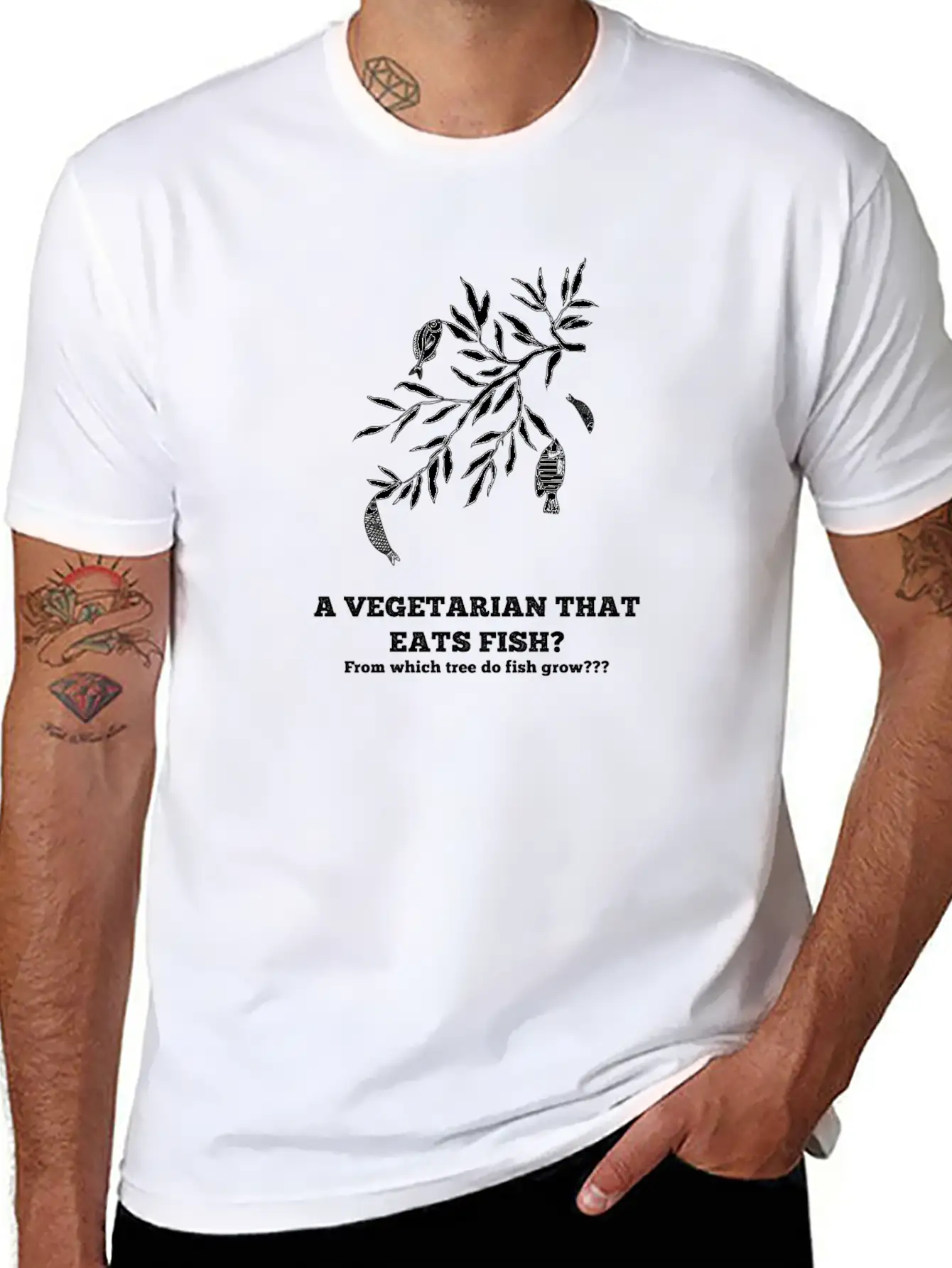 A Vegetarian That Eats Fish? Breathable Soft Cotton T-Shirt – Timeless Casual Look