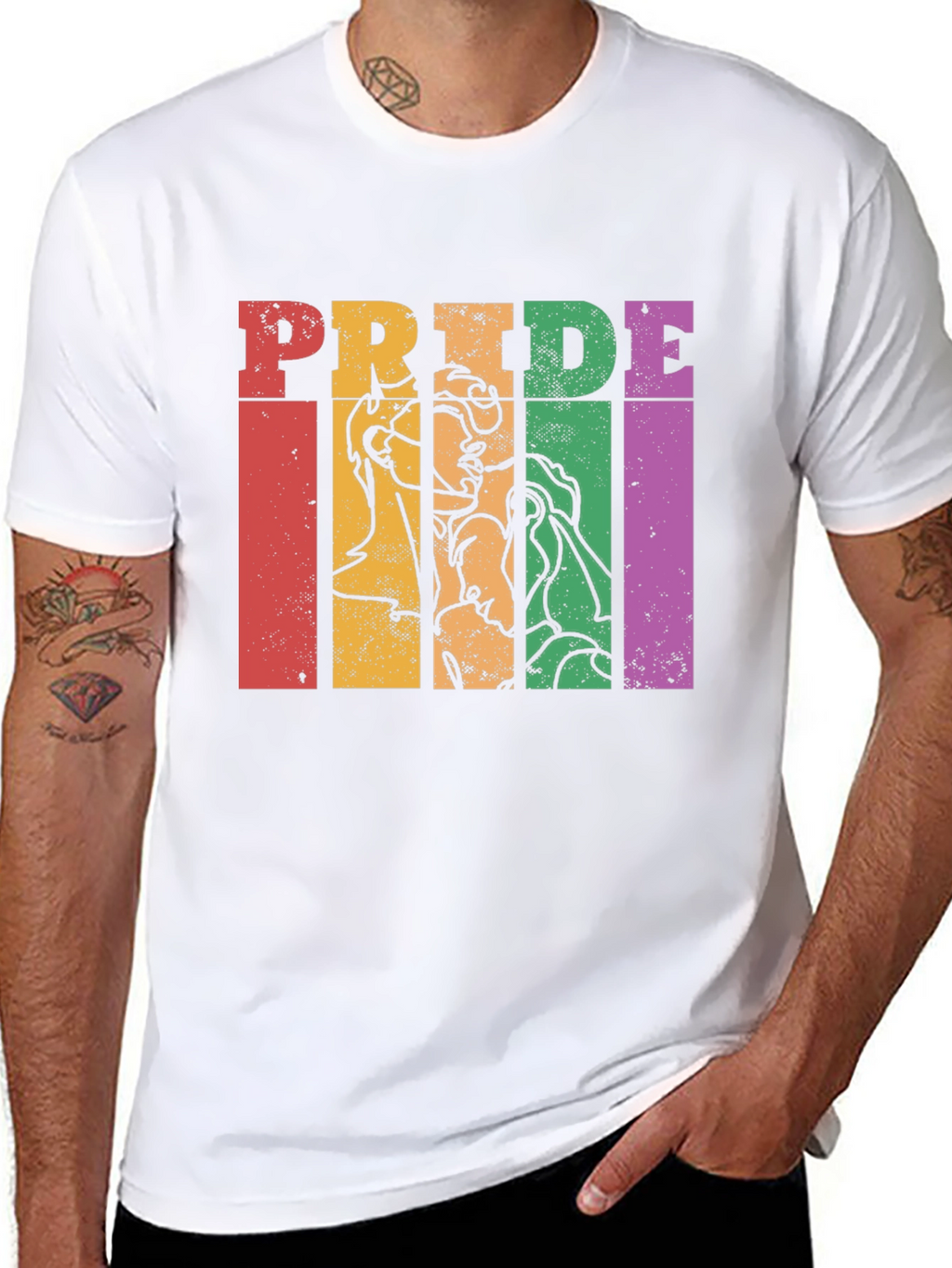 Pride Graphic Tee - Retro Rainbow Design