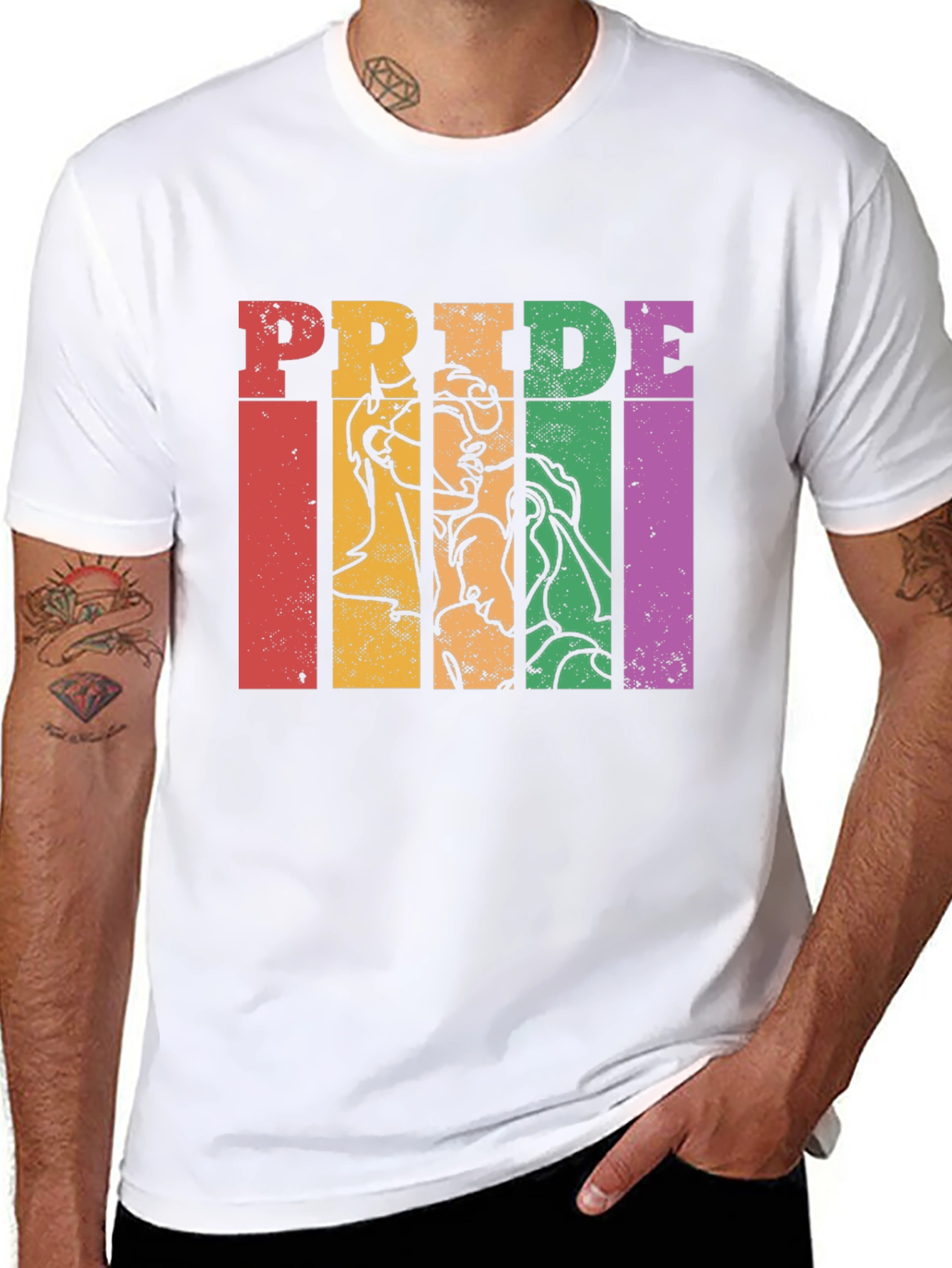 Pride Graphic Tee - Retro Rainbow Design