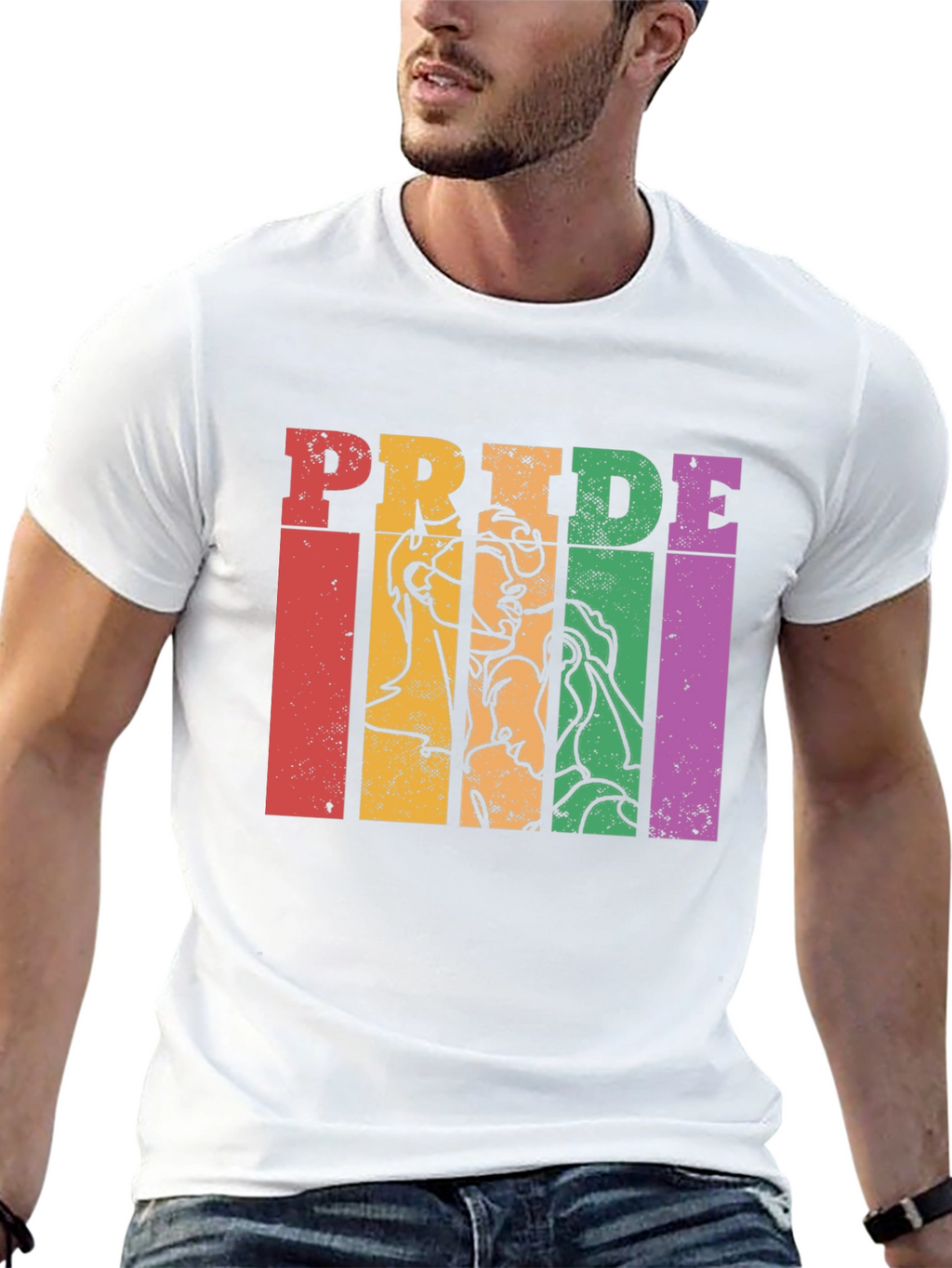Pride Graphic Tee - Retro Rainbow Design