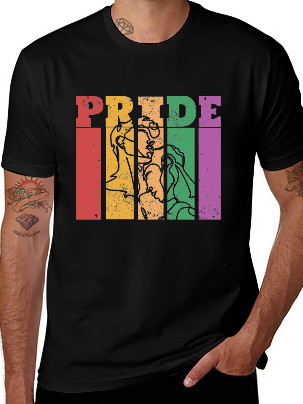 Pride Graphic Tee - Retro Rainbow Design