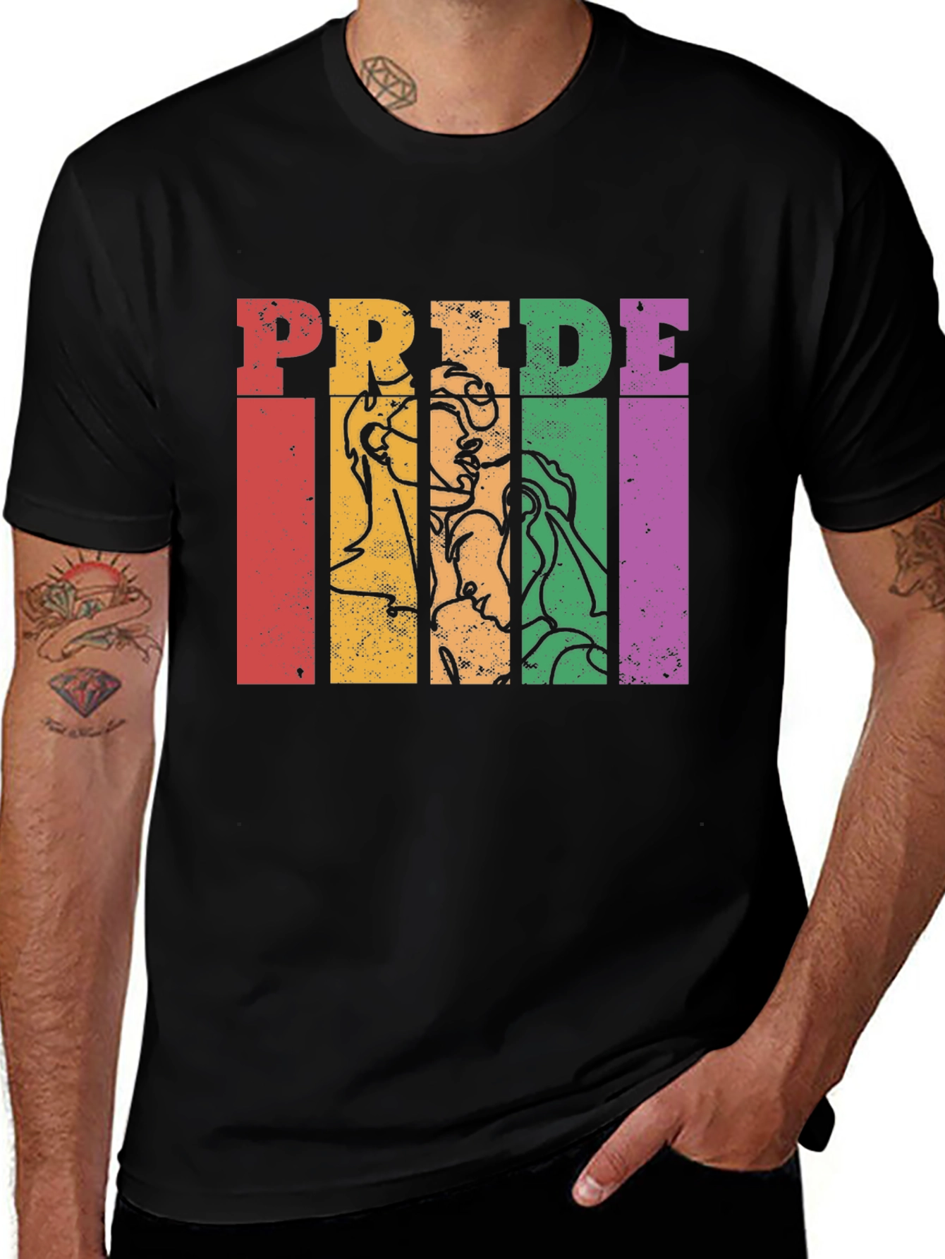 Pride Graphic Tee - Retro Rainbow Design
