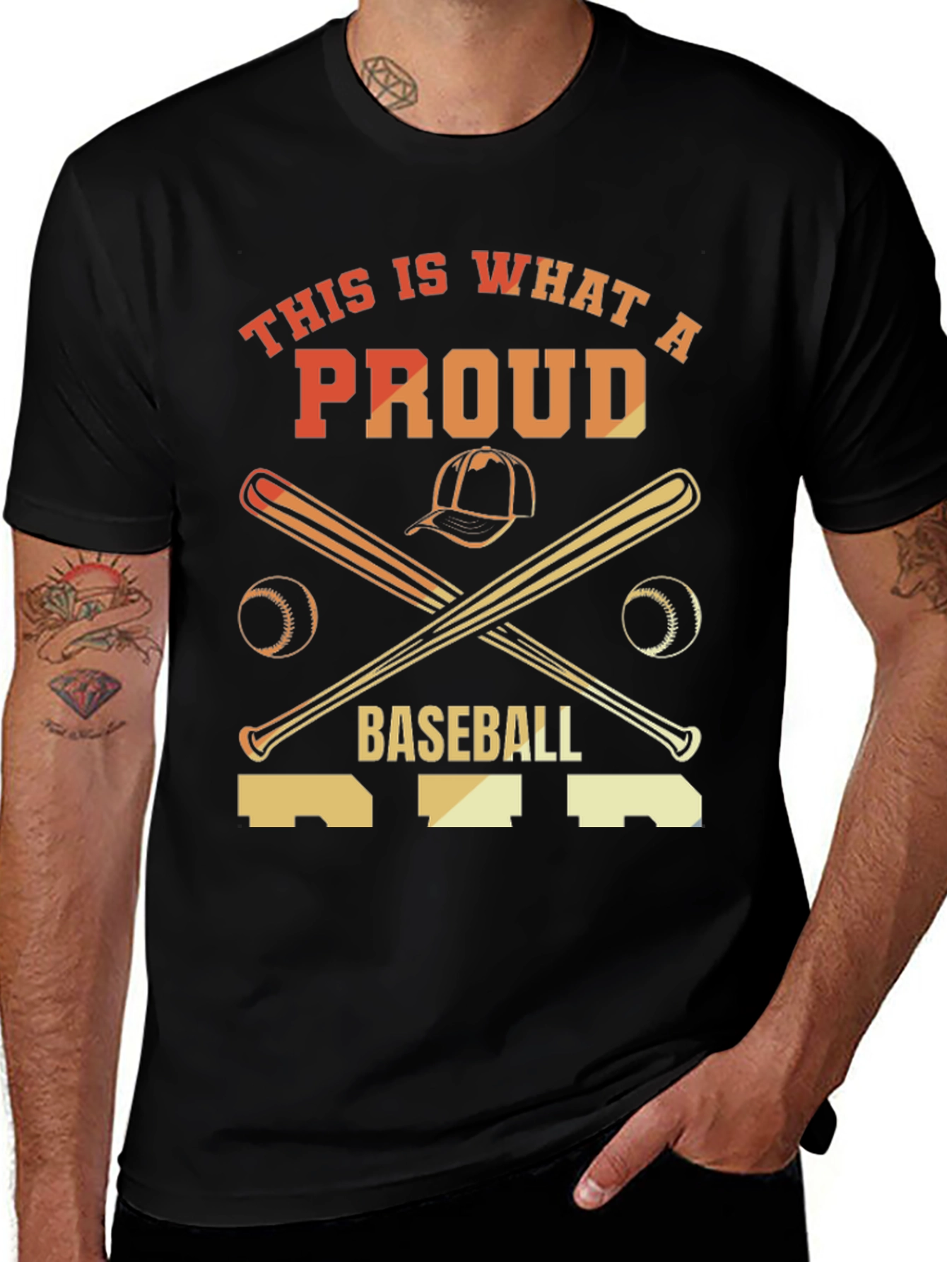 Proud Baseball T-Shirt - Baseball Bats & Hat Graphic Tee