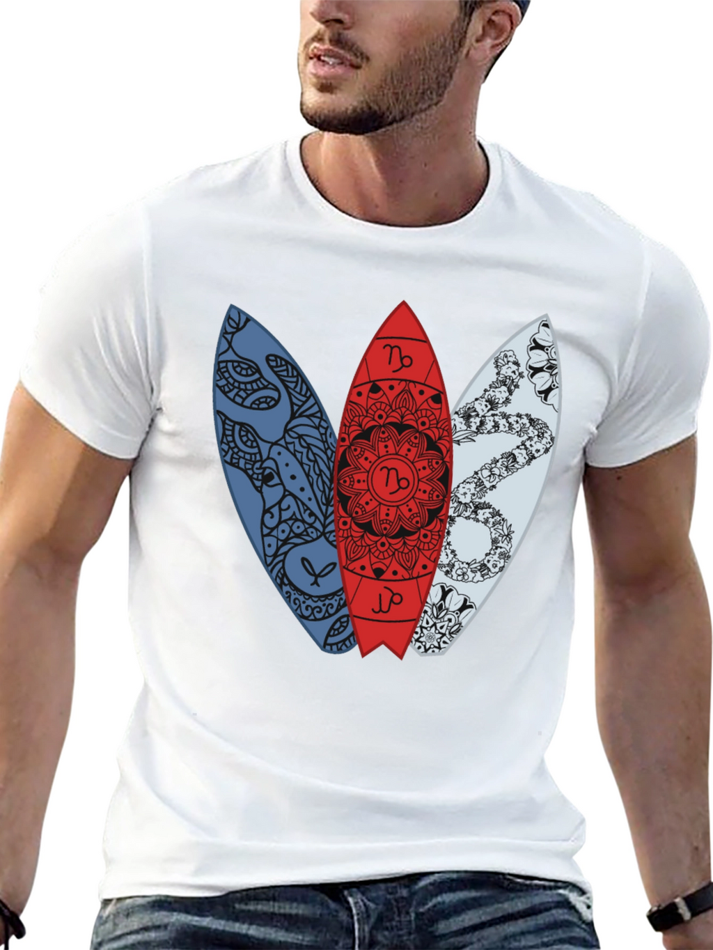 Surfboard Zodiac T-Shirt - Capricorn Design