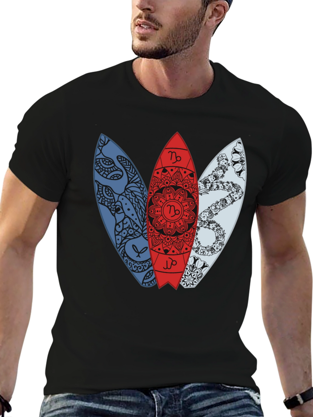 Surfboard Zodiac T-Shirt - Capricorn Design