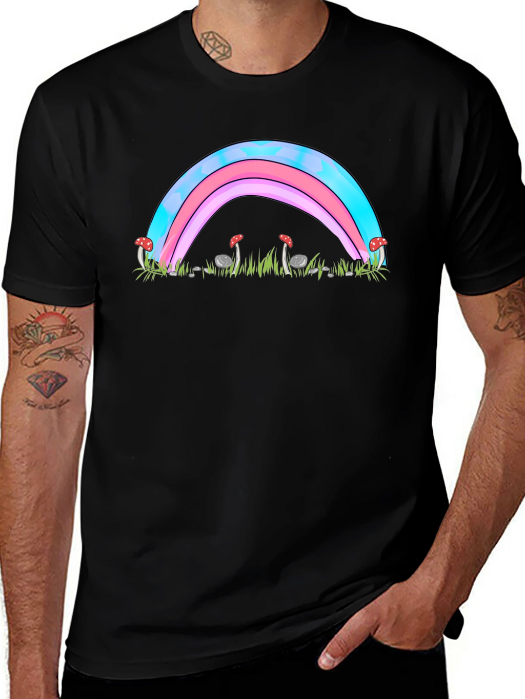 Trans Pride Rainbow & Mushroom Graphic Tee