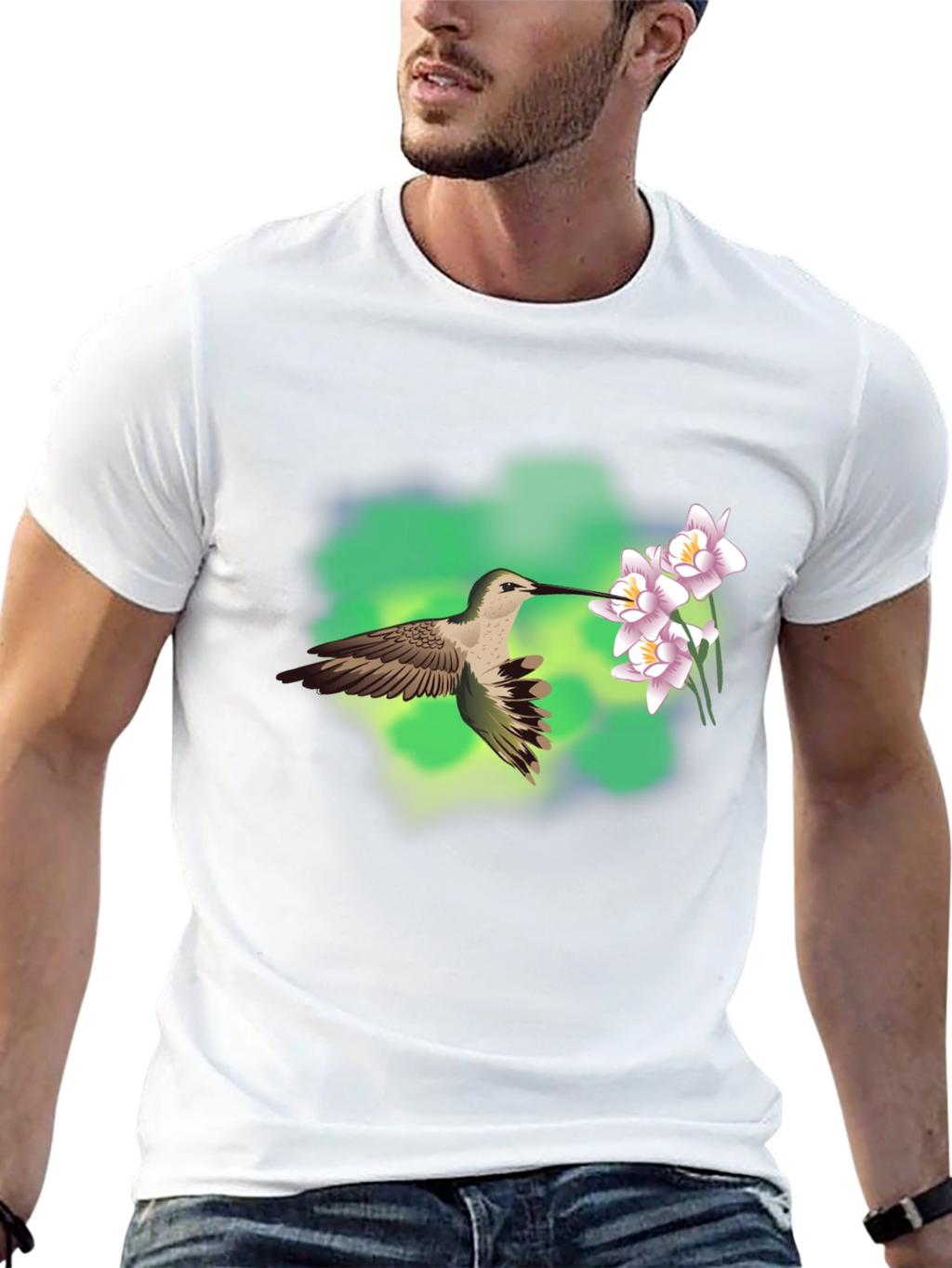 Hummingbird & Flower Graphic Tee