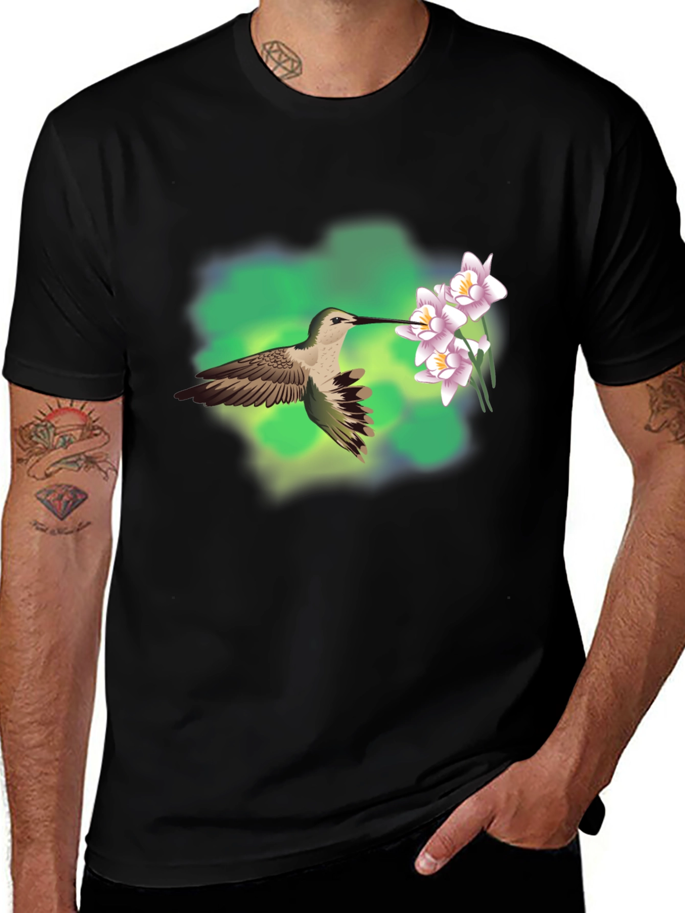 Hummingbird & Flower Graphic Tee
