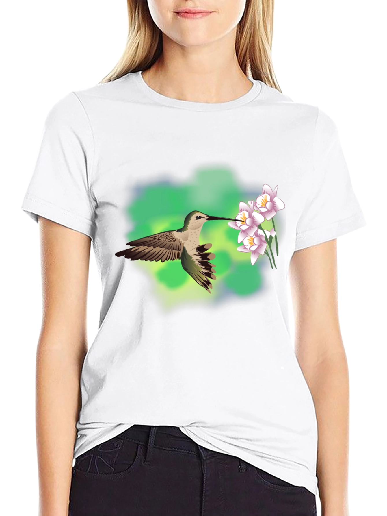 Hummingbird & Flower Graphic Tee
