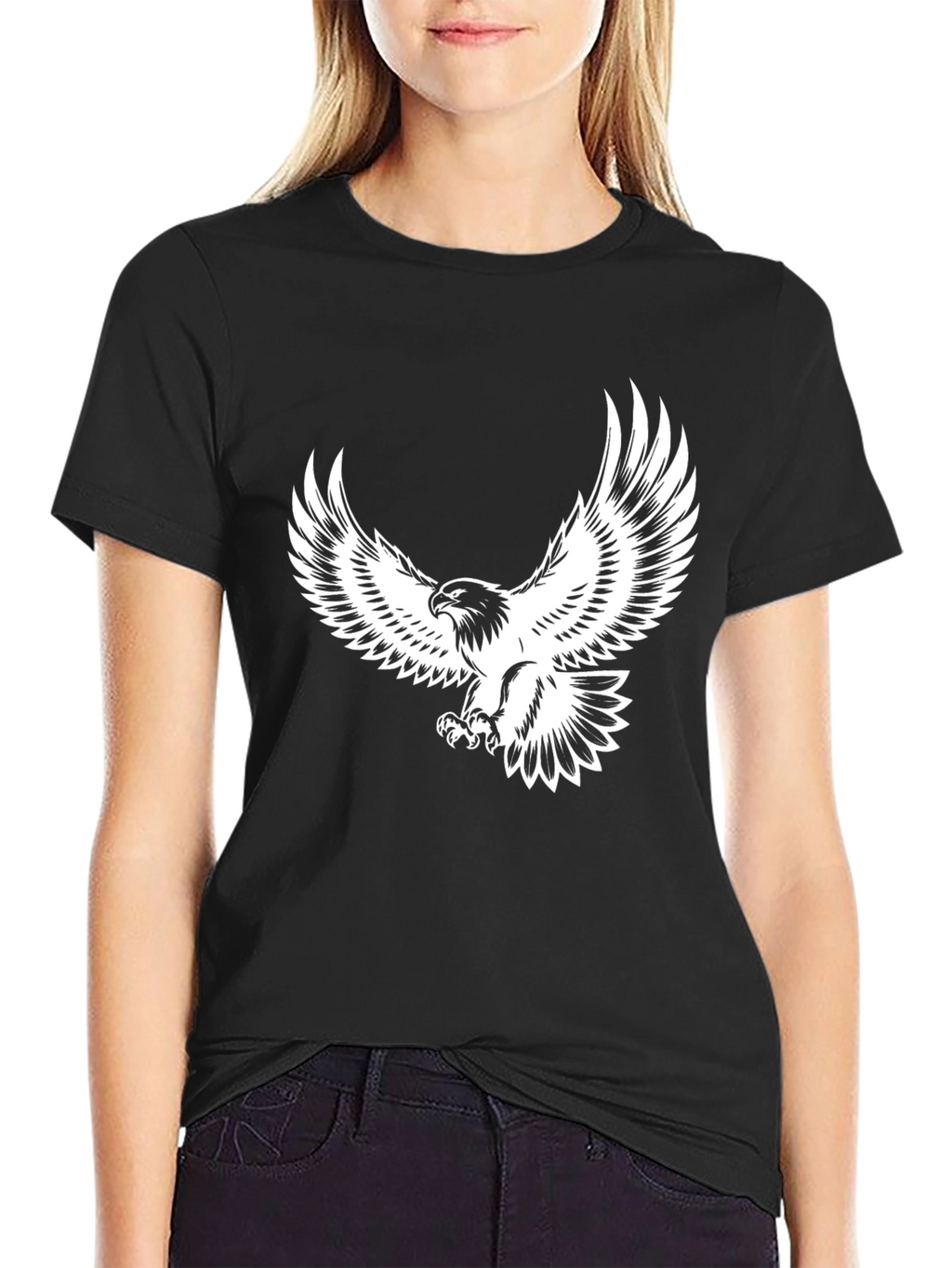 Bold Eagle Graphic Print Black T-Shirt