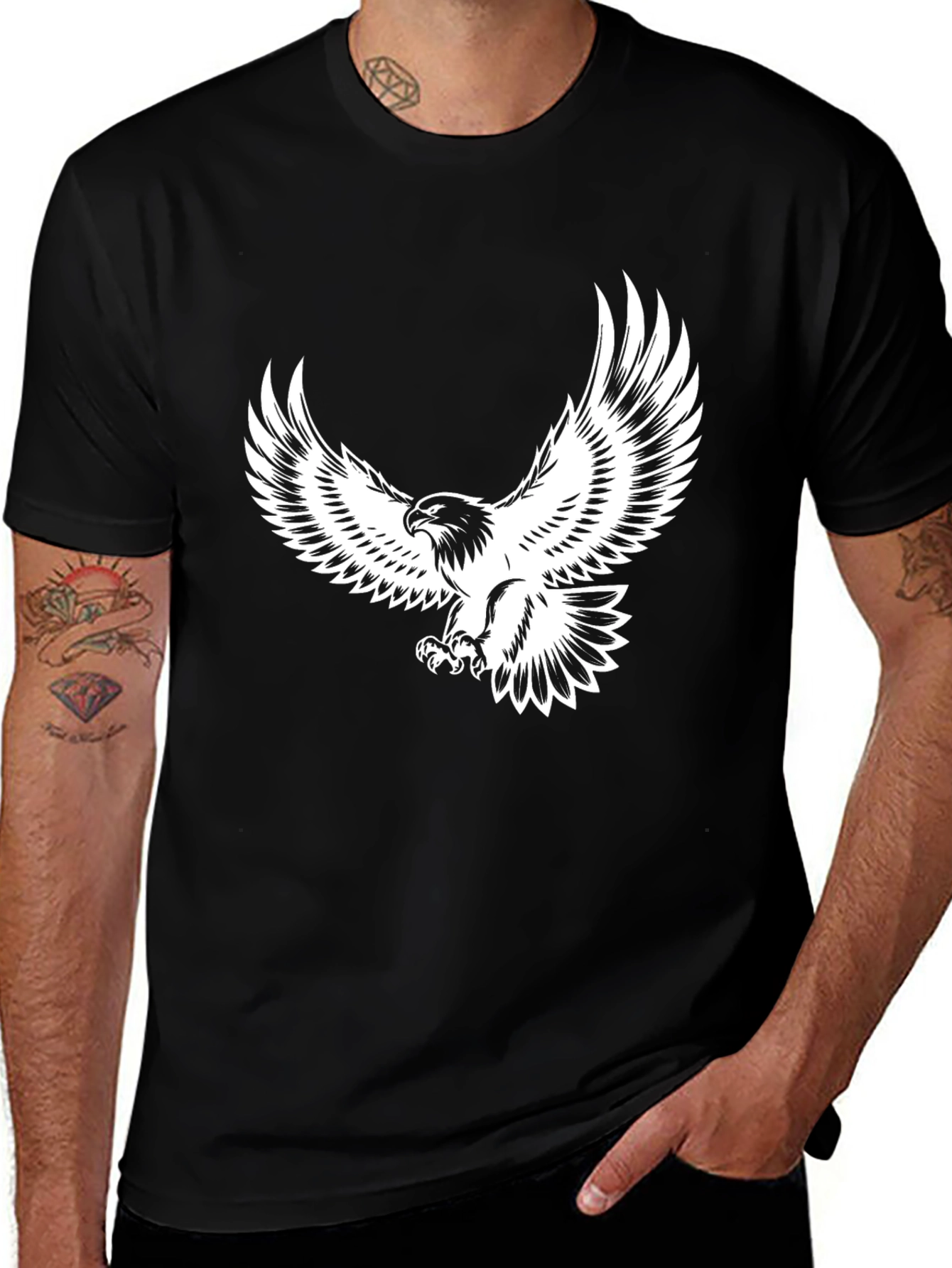 Bold Eagle Graphic Print Black T-Shirt