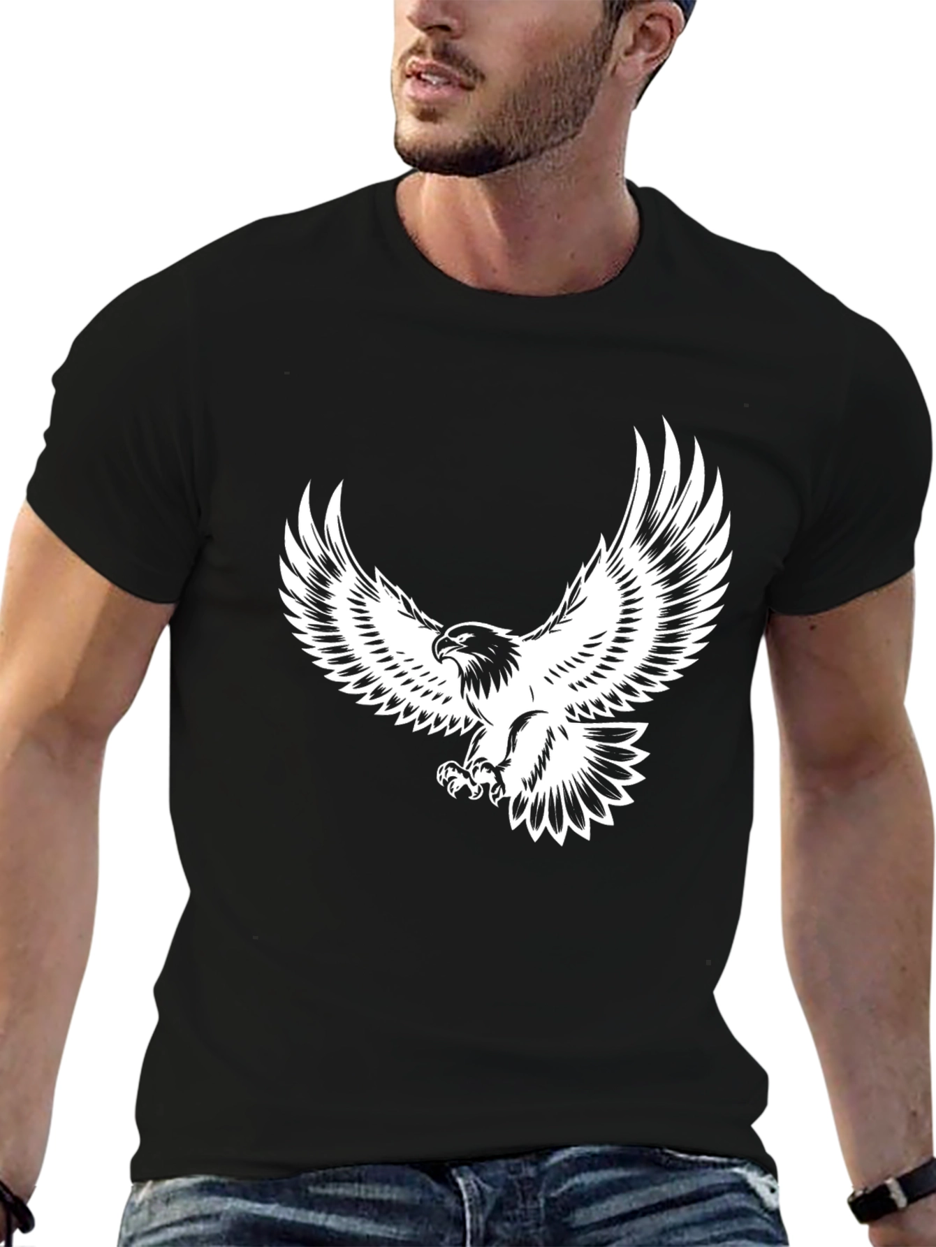 Bold Eagle Graphic Print Black T-Shirt