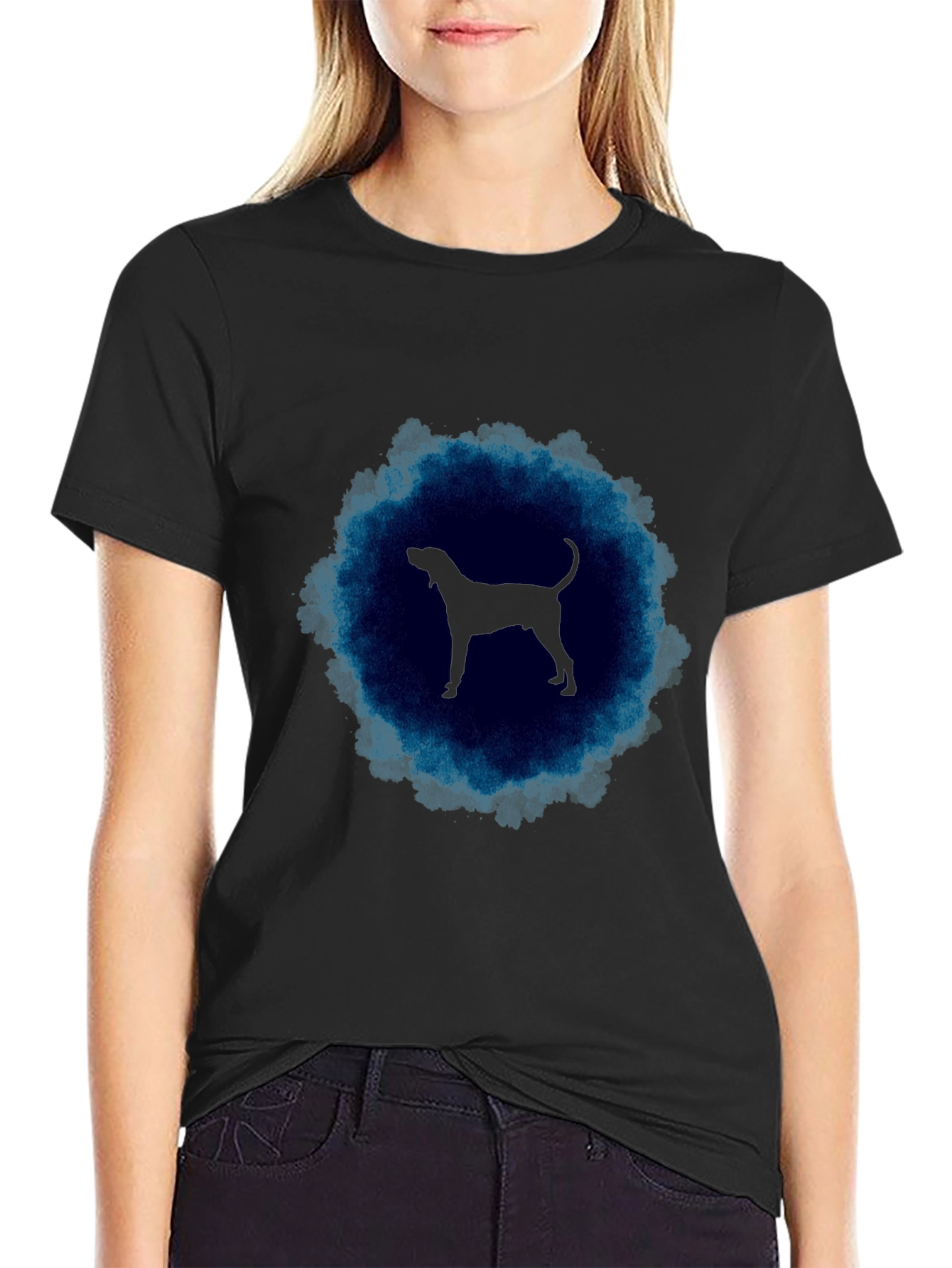 Dog Silhouette T-Shirt - Cool Blue Graphic Tee