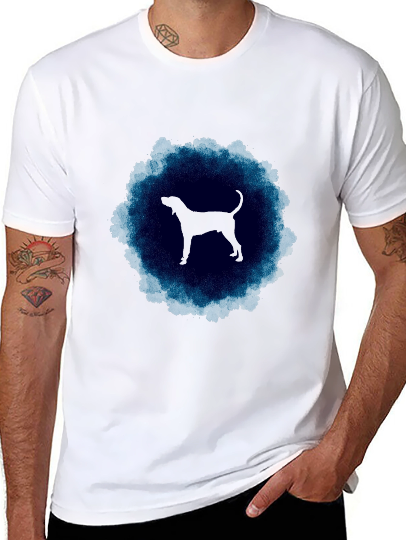 Dog Silhouette T-Shirt - Cool Blue Graphic Tee