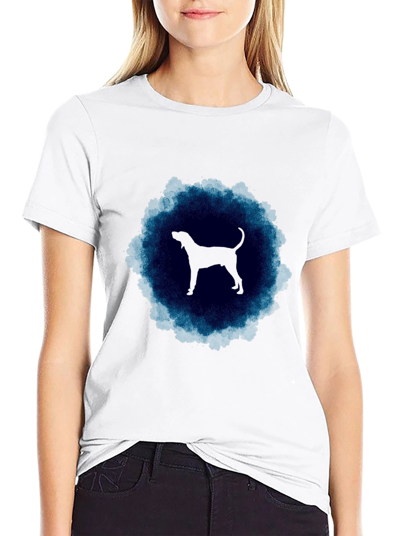 Dog Silhouette T-Shirt - Cool Blue Graphic Tee