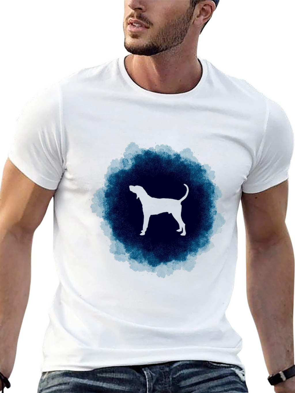 Dog Silhouette T-Shirt - Cool Blue Graphic Tee