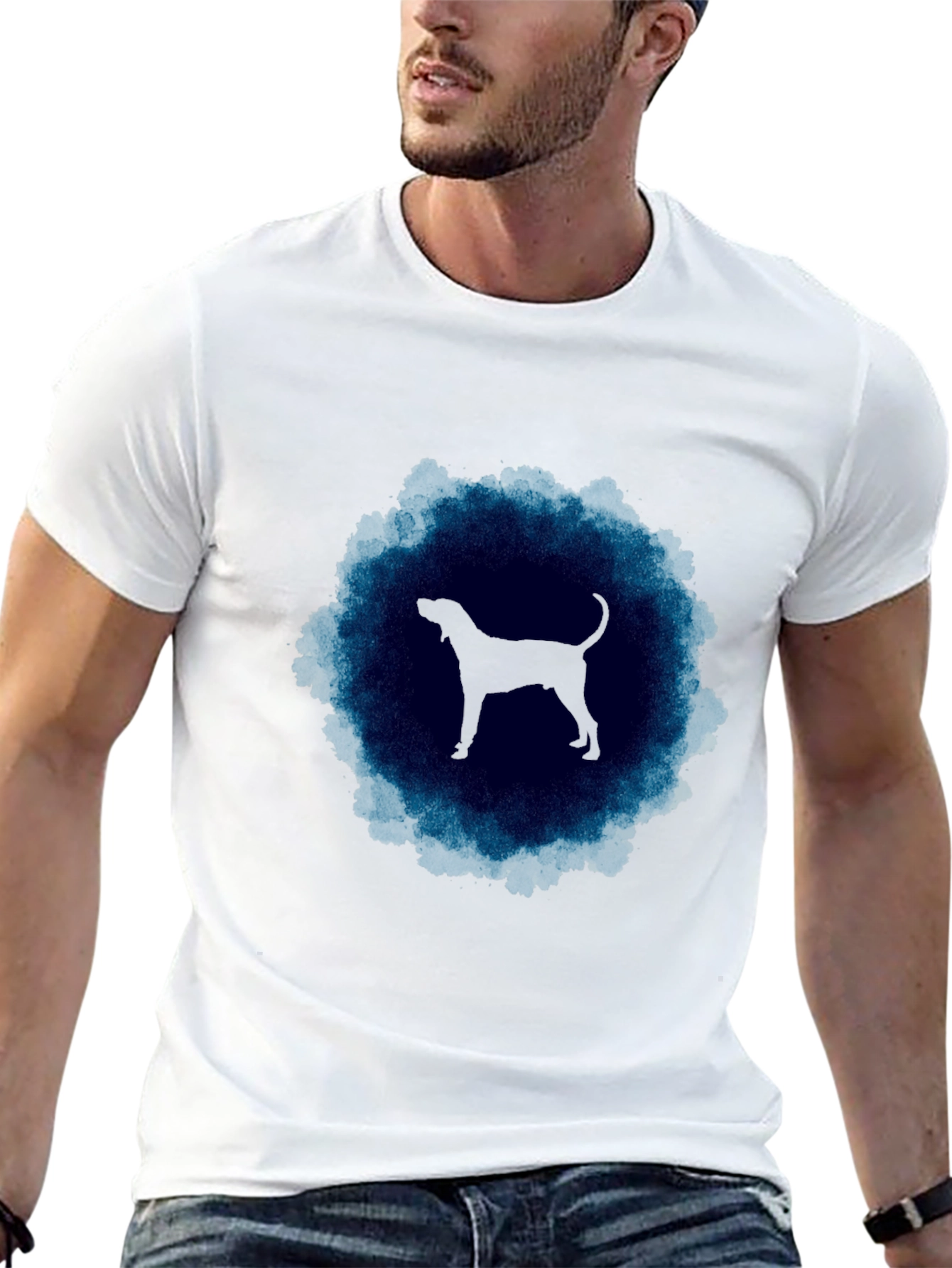 Dog Silhouette T-Shirt - Cool Blue Graphic Tee