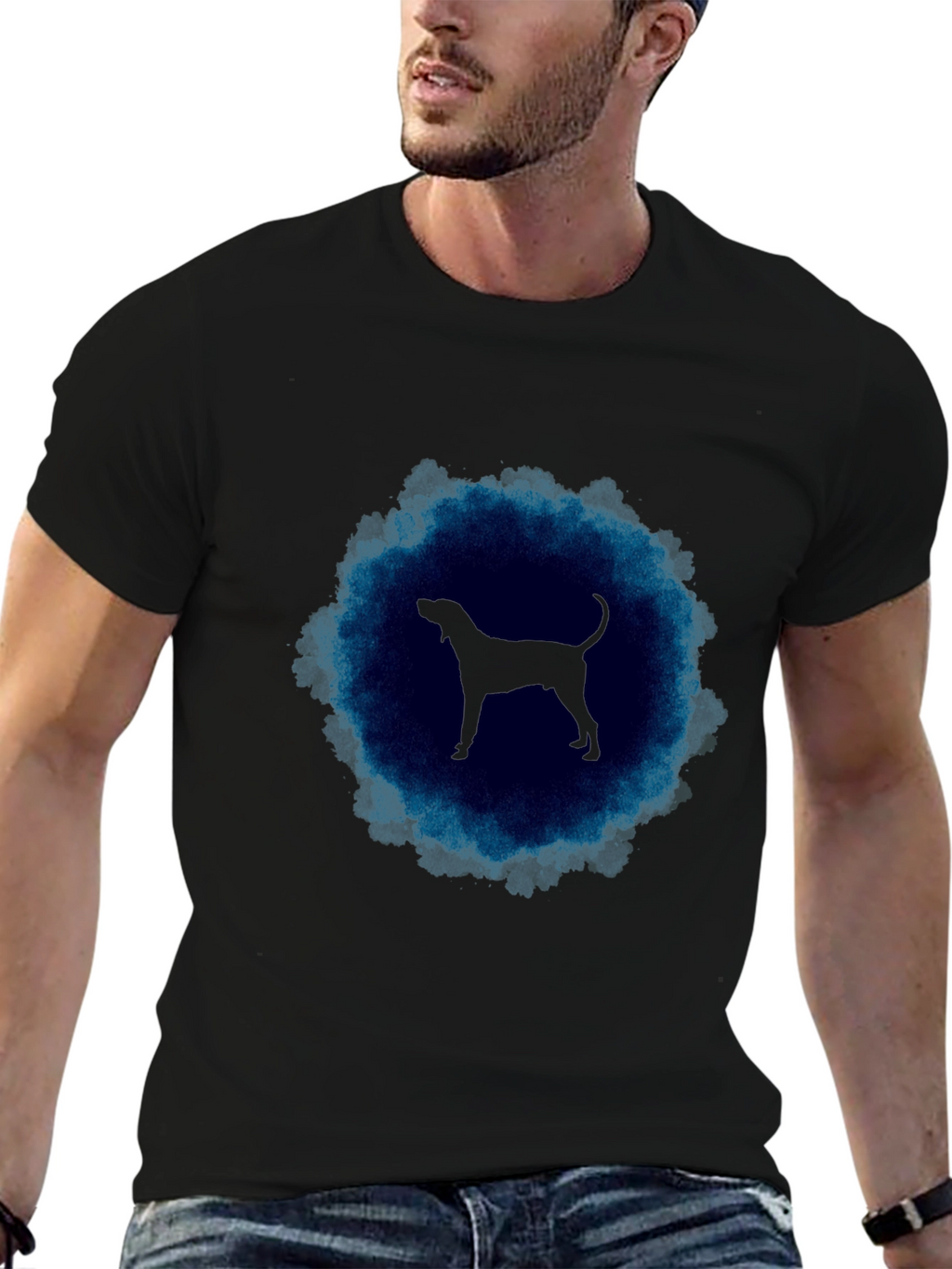 Dog Silhouette T-Shirt - Cool Blue Graphic Tee