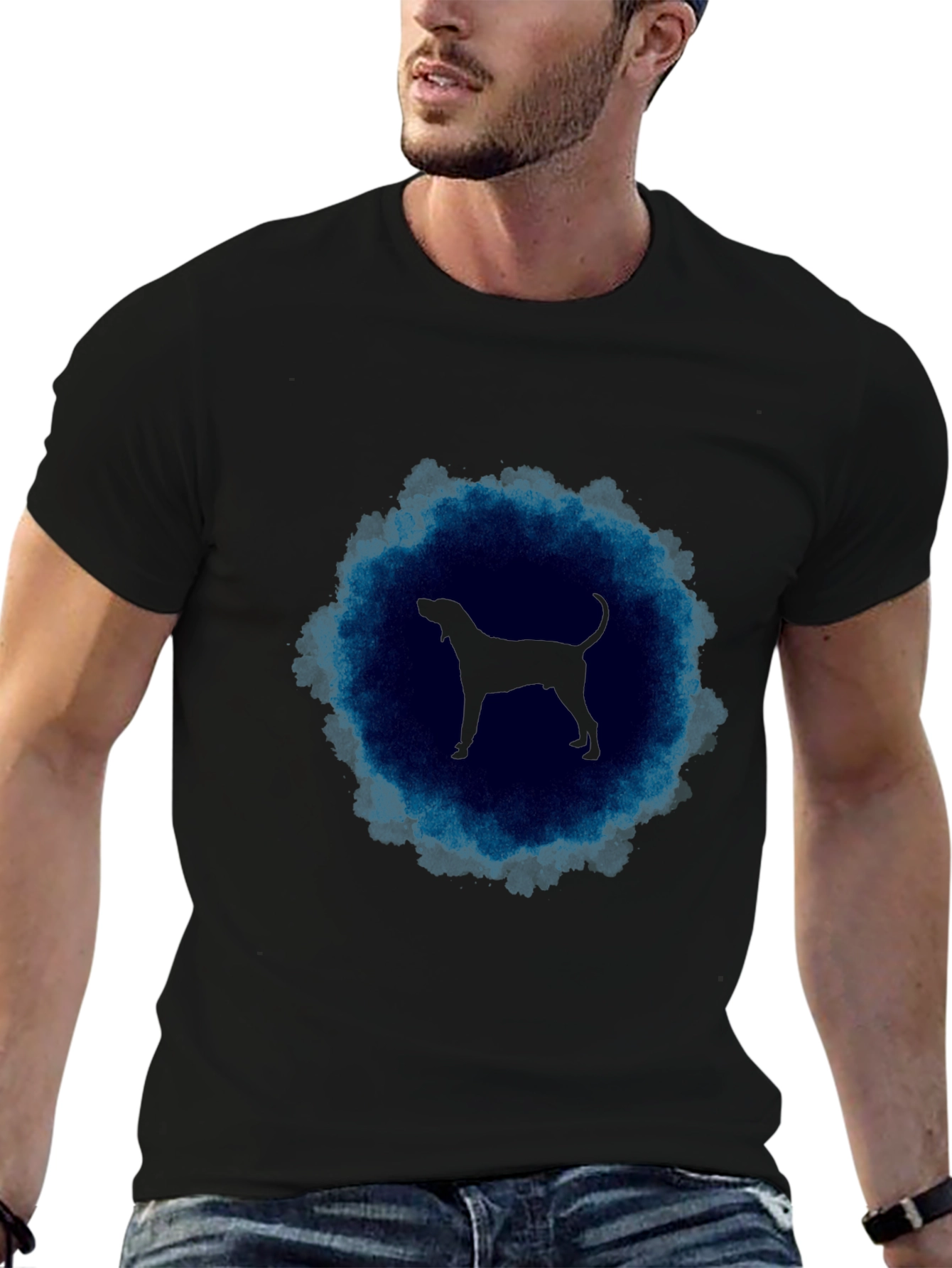 Dog Silhouette T-Shirt - Cool Blue Graphic Tee