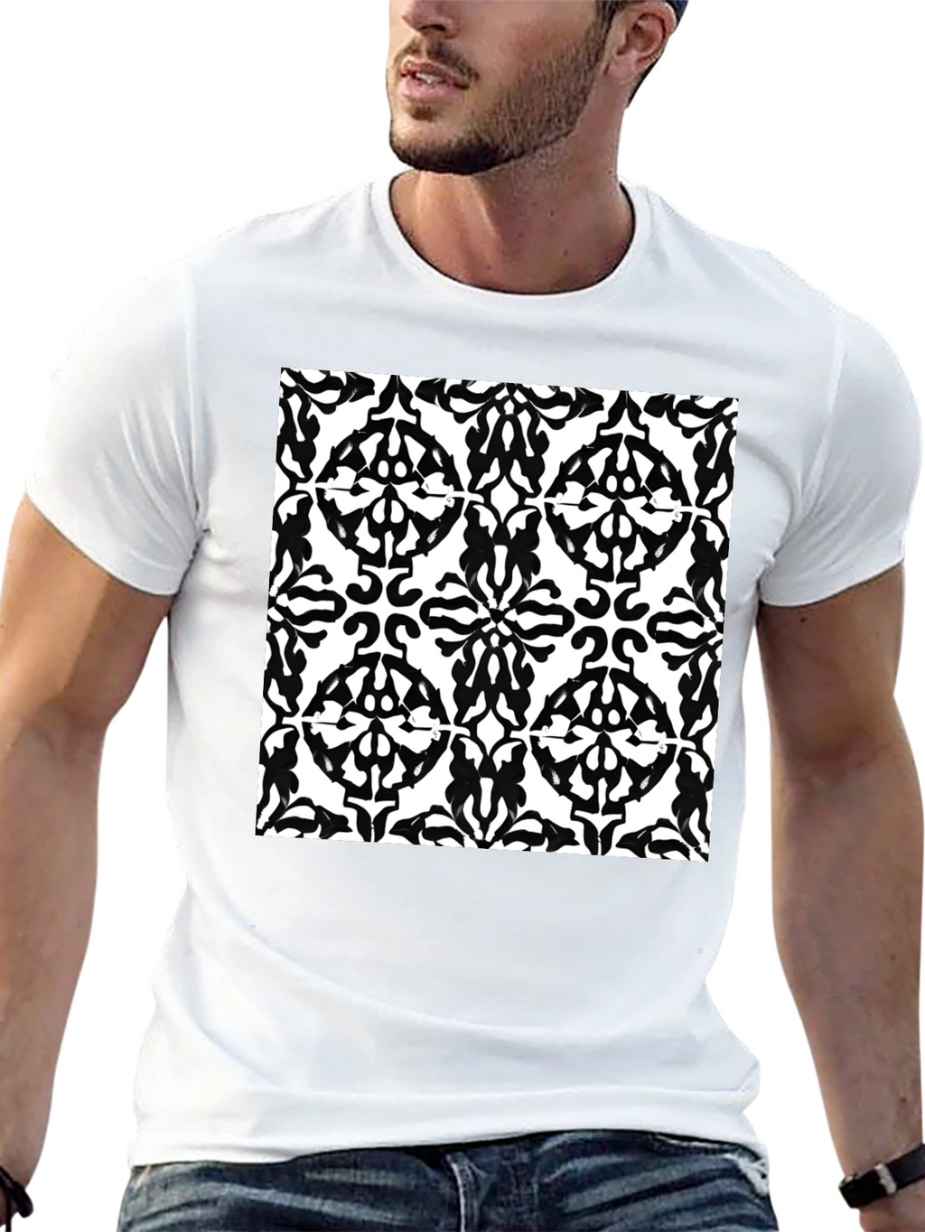 Abstract Pattern Black T-Shirt | Mens Short Sleeve