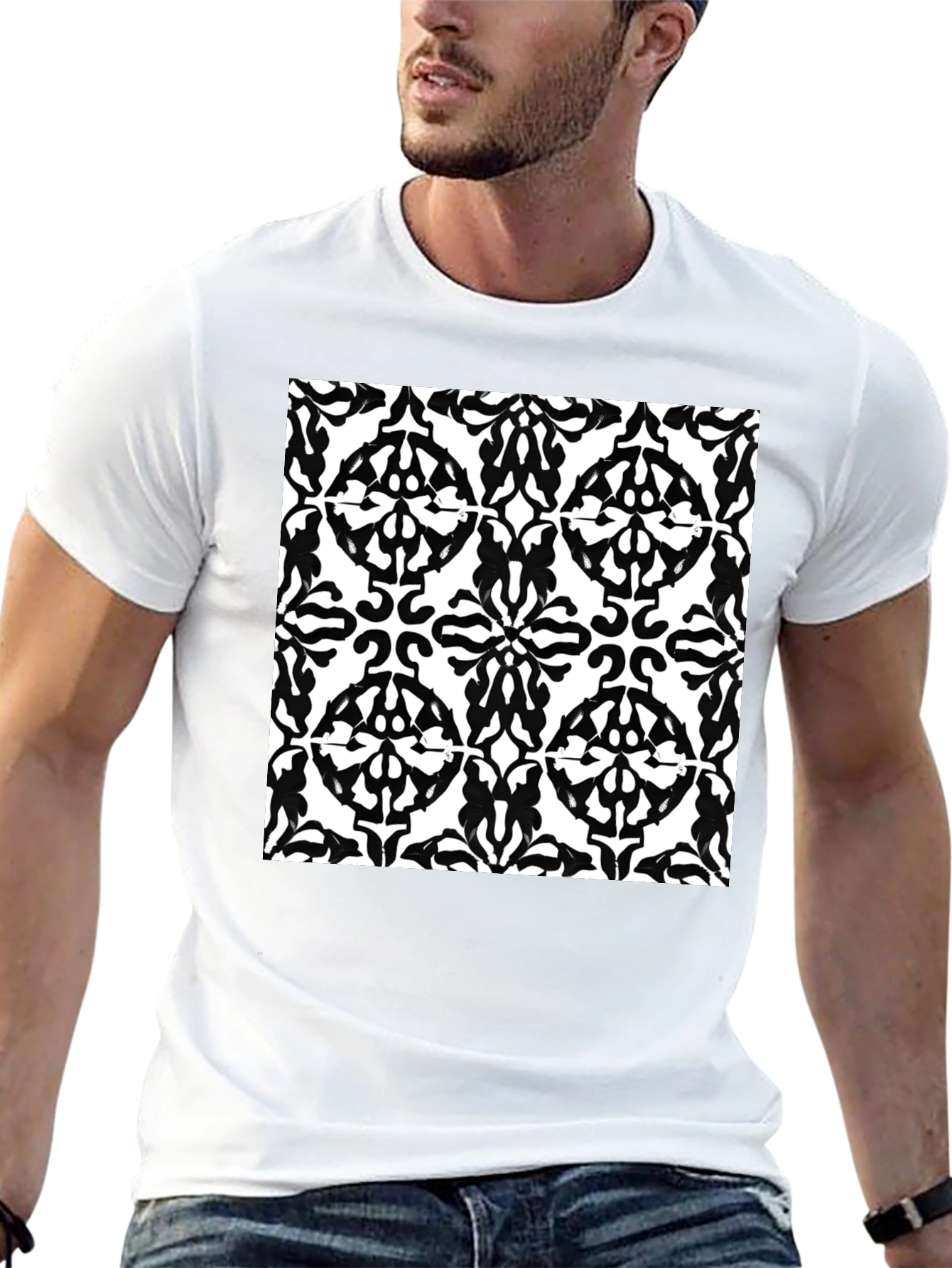 Abstract Pattern Black T-Shirt | Mens Short Sleeve