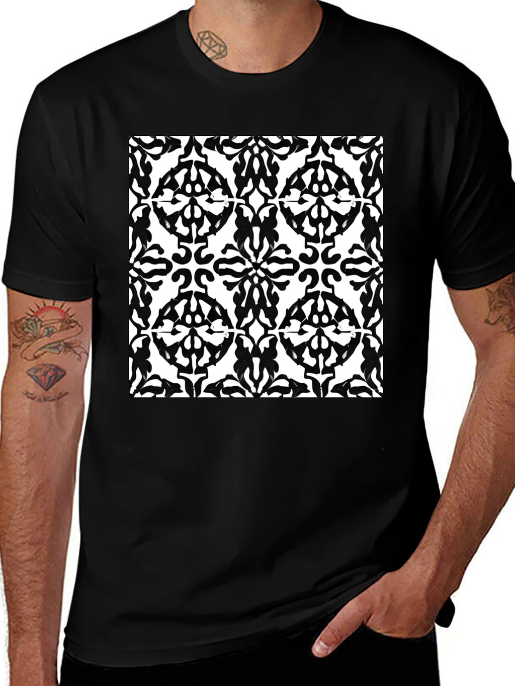 Abstract Pattern Black T-Shirt | Mens Short Sleeve