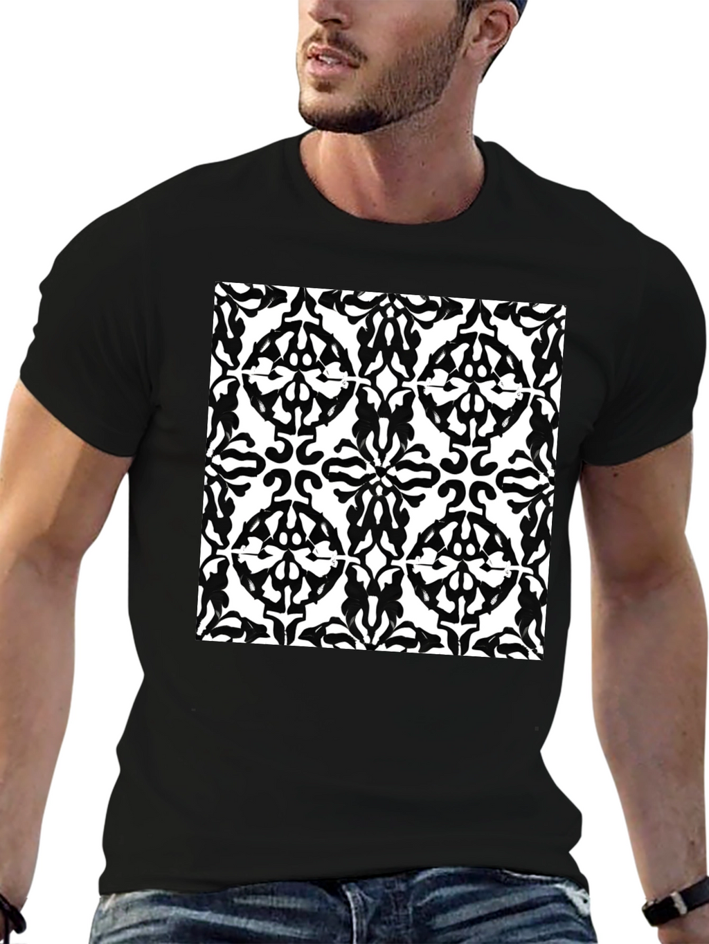 Abstract Pattern Black T-Shirt | Mens Short Sleeve