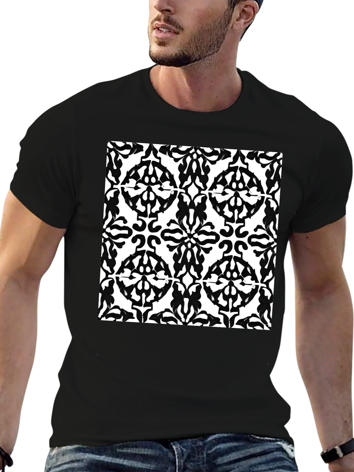 Abstract Pattern Black T-Shirt | Mens Short Sleeve
