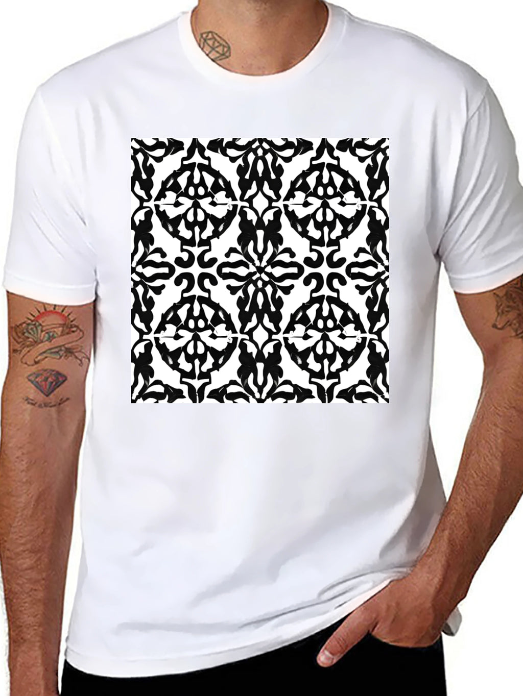 Abstract Pattern Black T-Shirt | Mens Short Sleeve