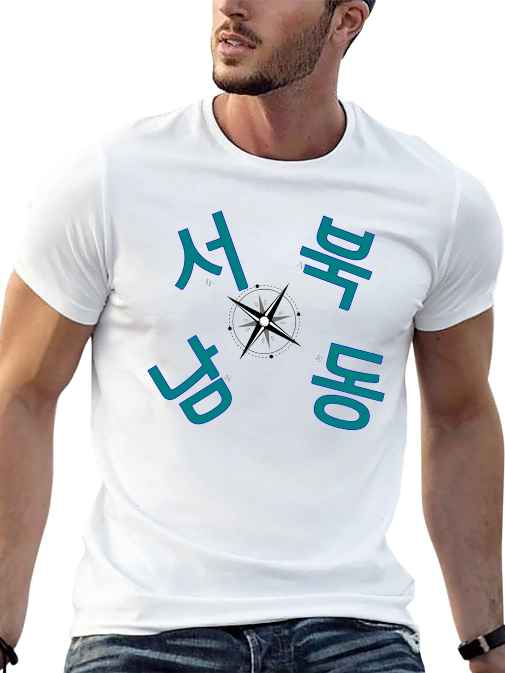 Korean Compass T-Shirt - Stylish Travel Tee