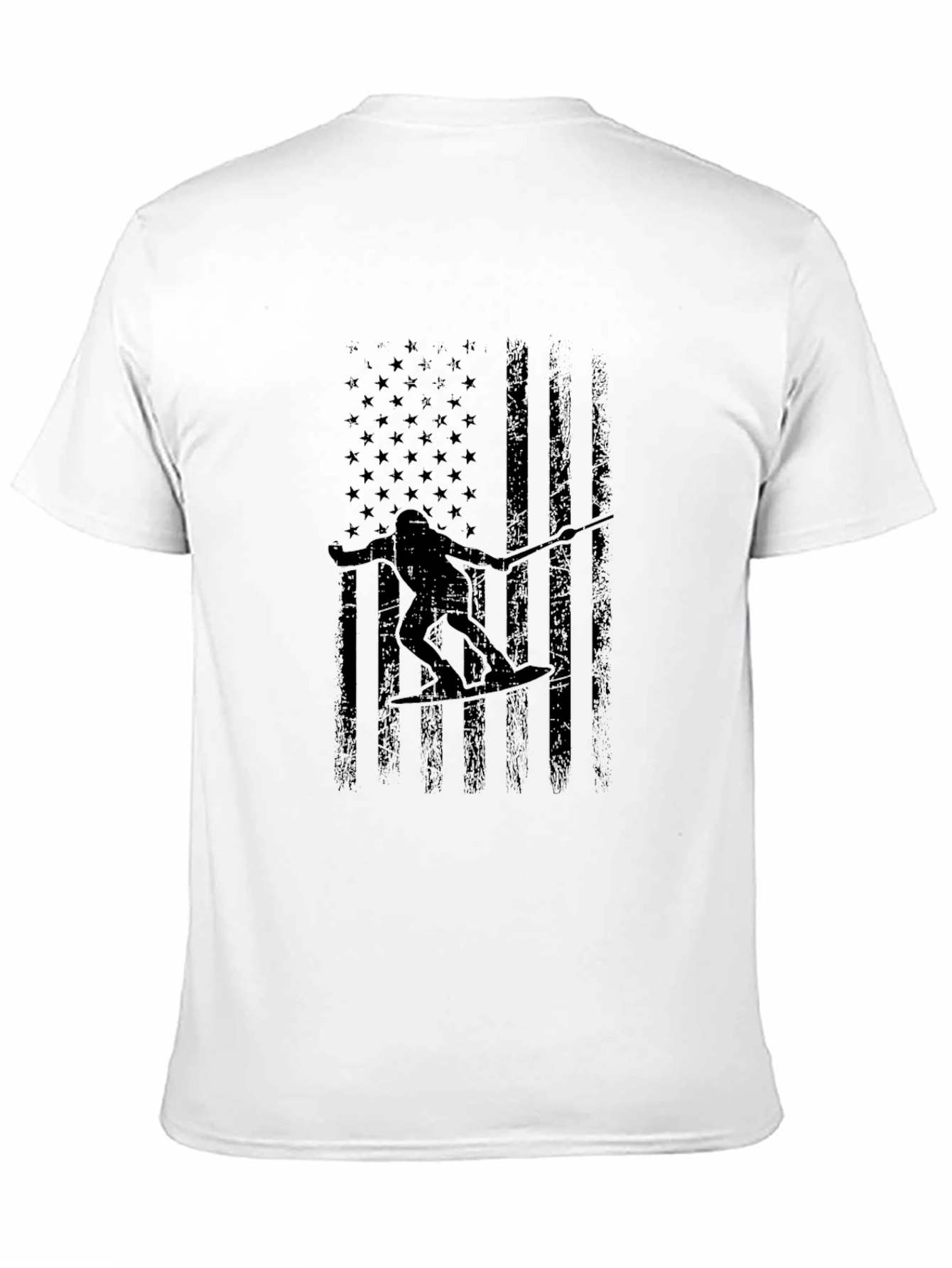 American Flag Wake Surfer Graphic Tee - Black