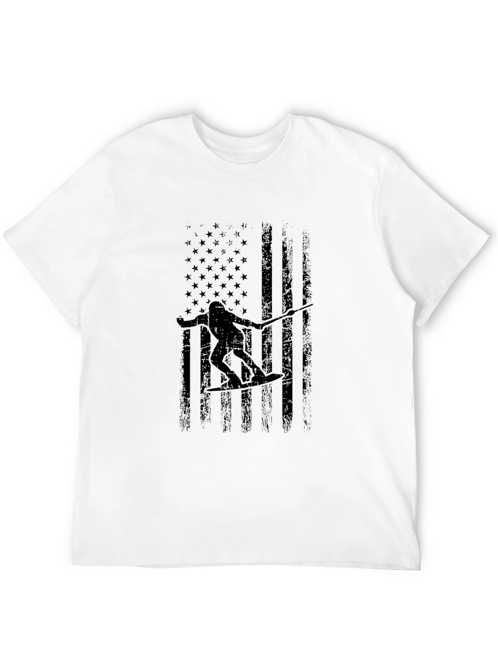 American Flag Wake Surfer Graphic Tee - Black