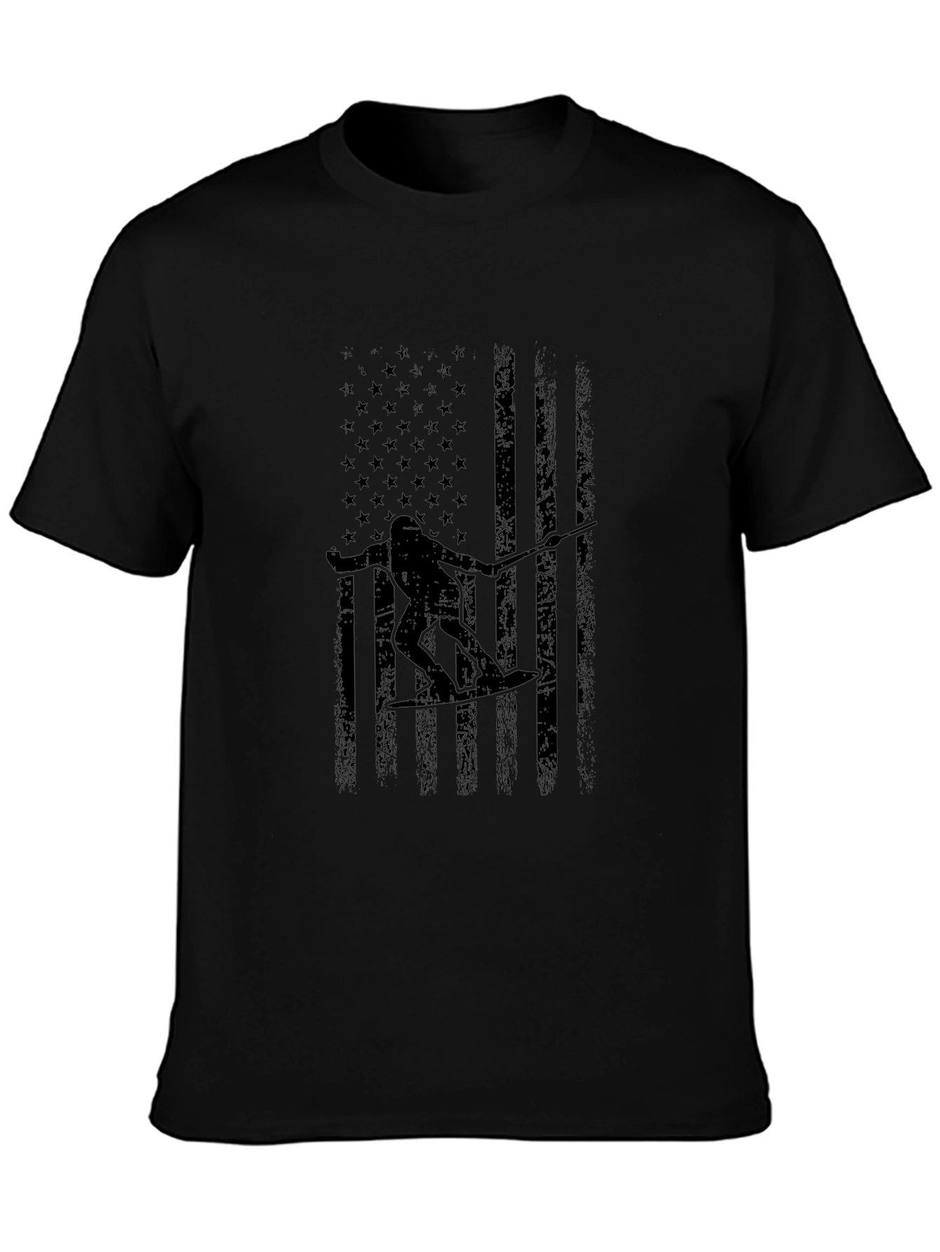 American Flag Wake Surfer Graphic Tee - Black