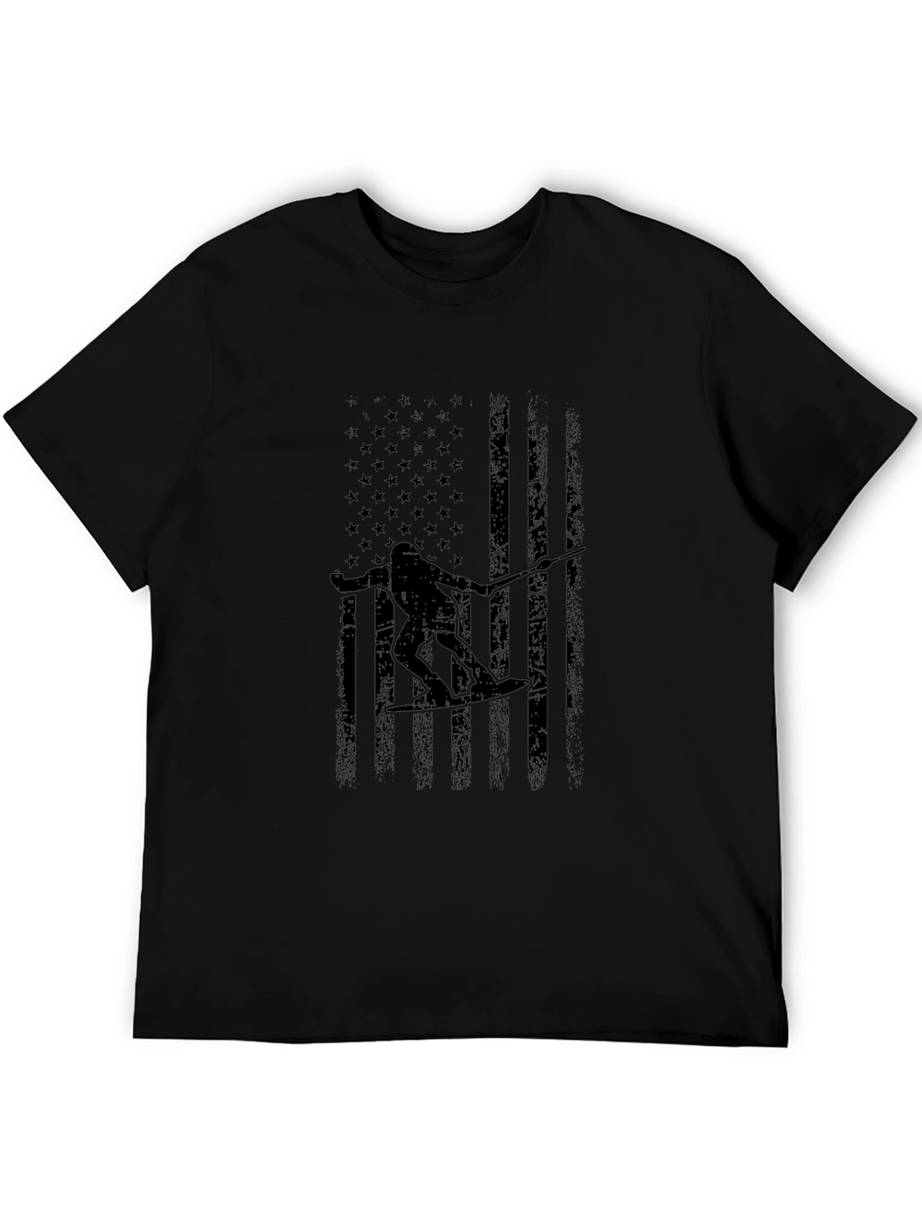 American Flag Wake Surfer Graphic Tee - Black